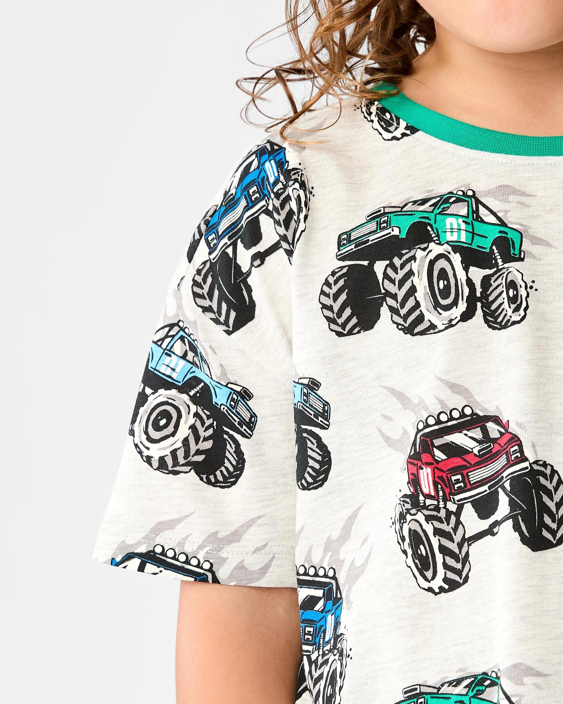 5 Short Sleeve Jersey Pyjama Set Gry Truck, 5 of 8