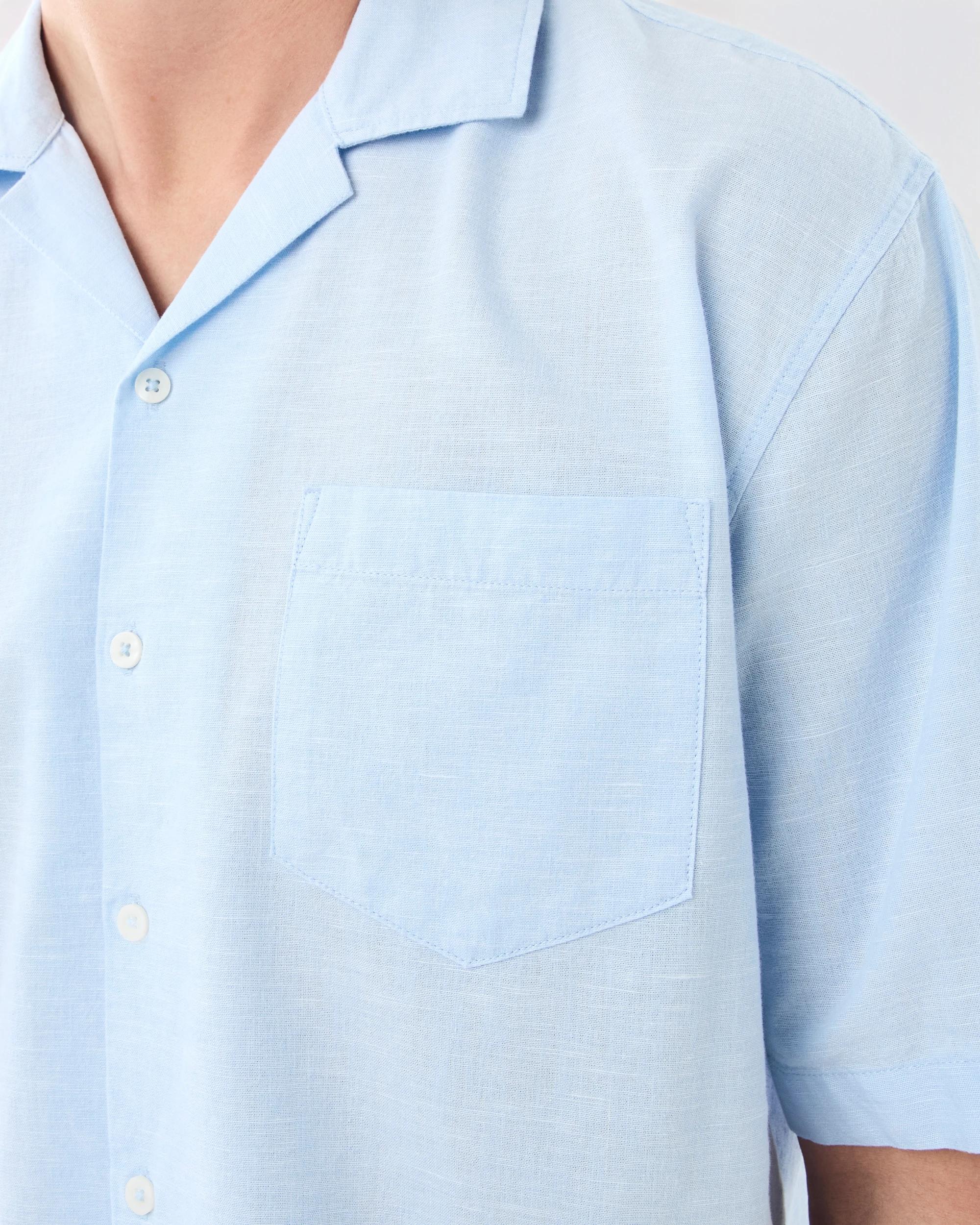 6 Short Sleeve Cotton Linen Shirt Blu Crystl, 6 of 7