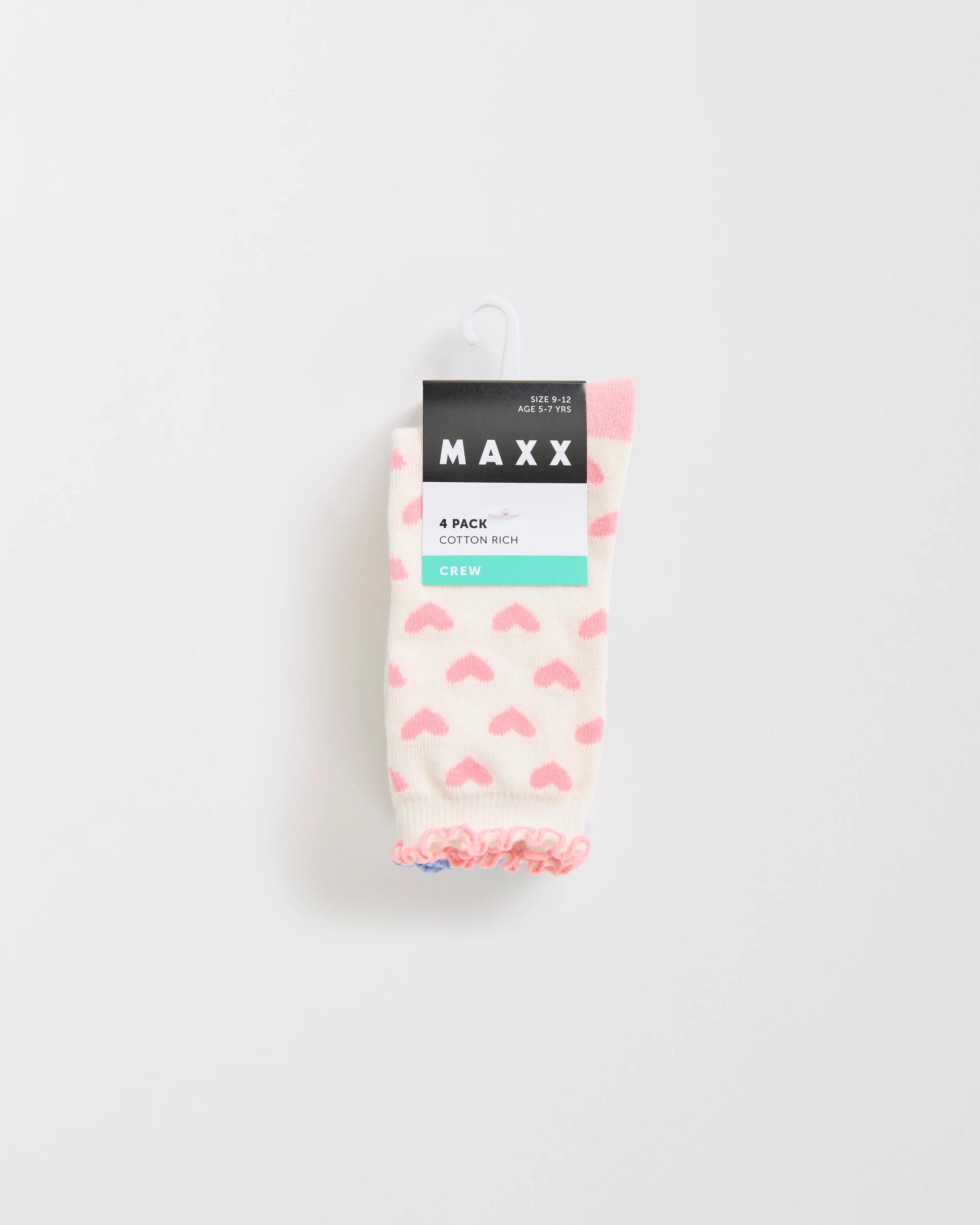 3 Maxx 4 Pack Big Girls Quarter Crew Lurex Socks HEARTS, 3 of 3