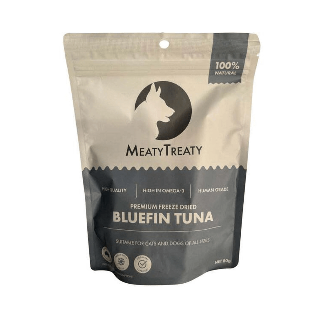 1 Meaty Treaty Premium Freeze Dried Cats & Dogs Treat Bluefin Tuna 80g, 1 of 2