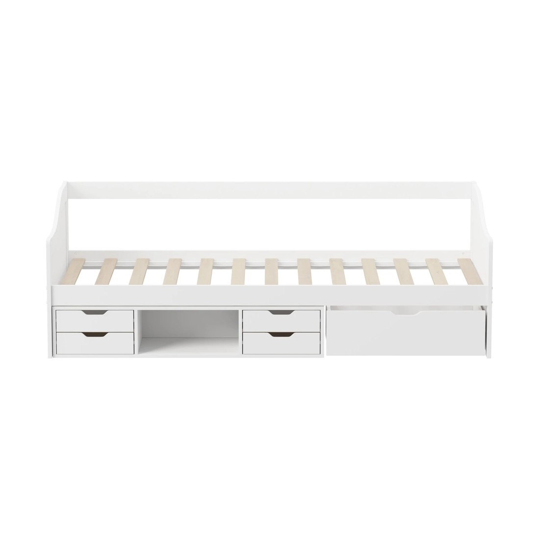 2 Oikiture Kids Bed Frame Single Daybed With Trundle Storage Drawers Timber
 - White, 2 of 10