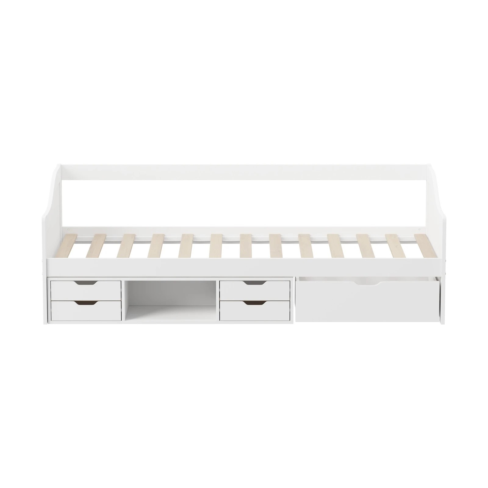 2 Oikiture Kids Bed Frame Single Daybed With Trundle Storage Drawers Timber
 - White, 2 of 10