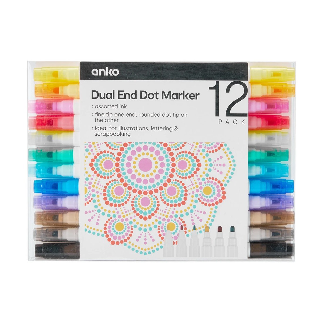 1 12 Pack Dual End Dot Markers - Assorted Ink, 1 of 5