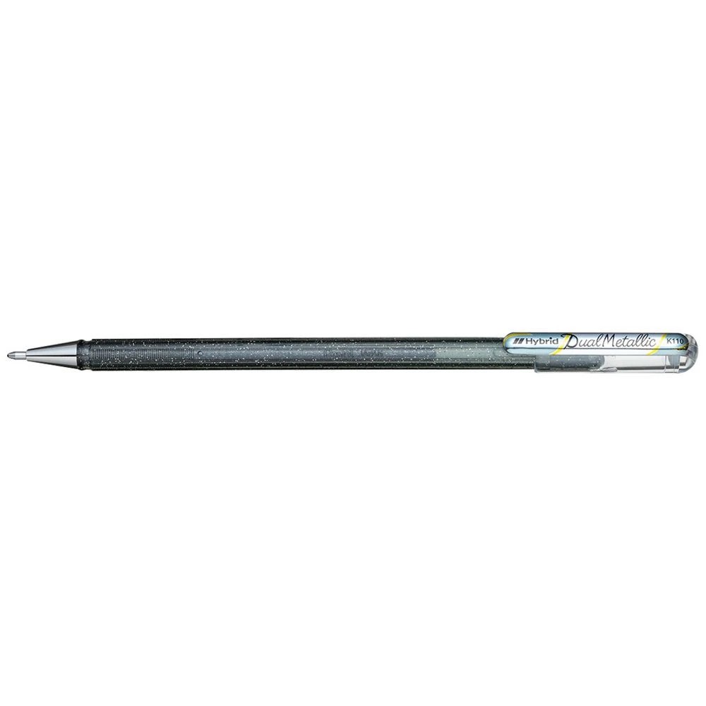 1 Pentel Hybrid Dual Metallic K110 Gel Pen Silver, 1 of 8