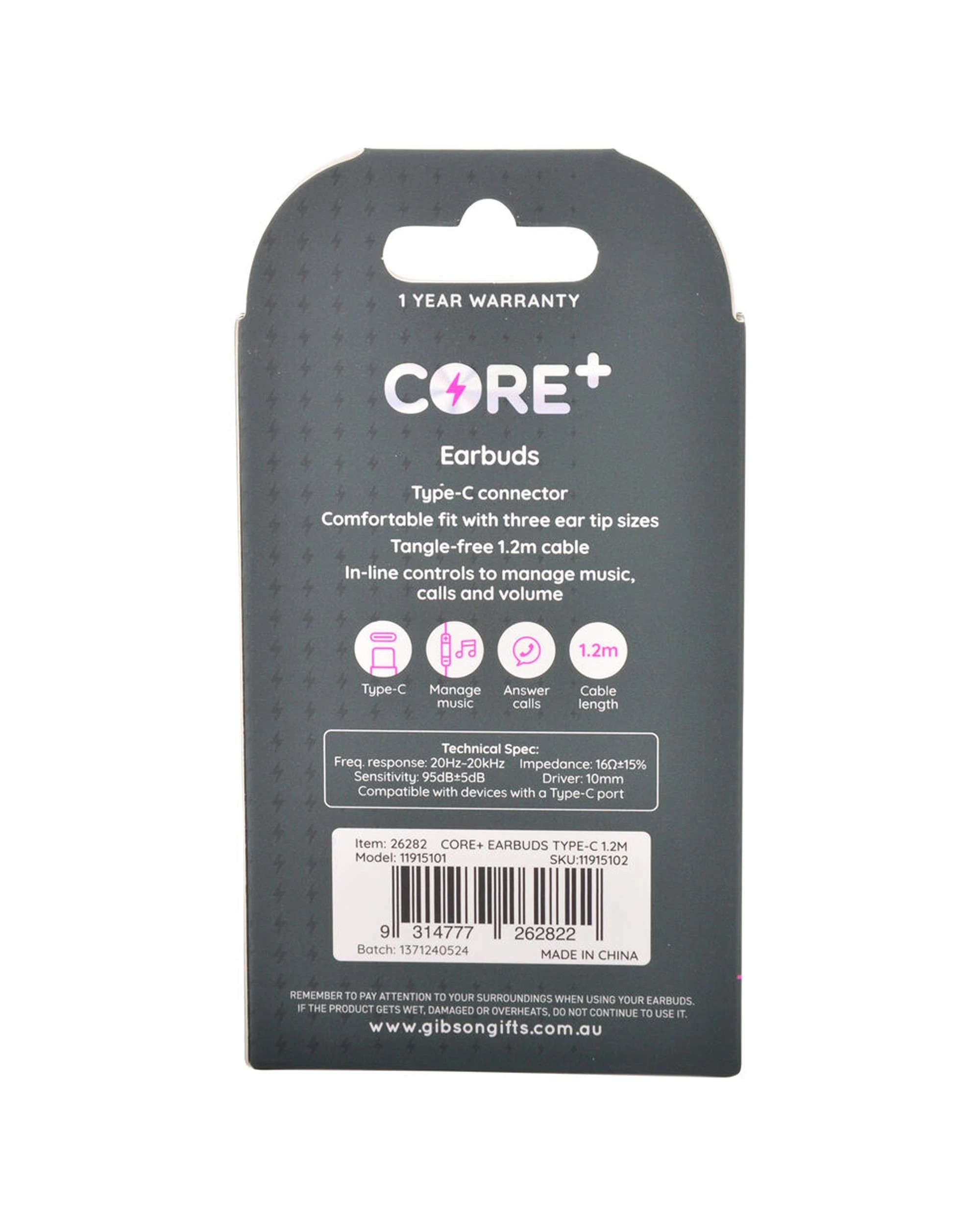 2 CORE Type-C In-Ear Earphones Wired With Mic 1.2m Cable Inline Controls
 - black, 2 of 3