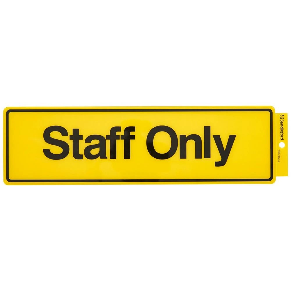 1 Sandleford Staff Only Self-adhesive Sign 330 x 95mm, 1 of 1