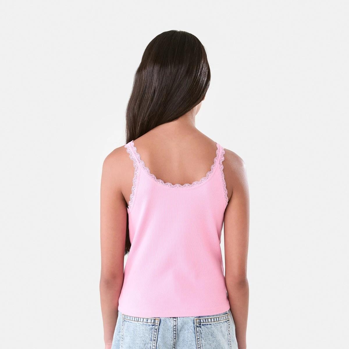 2 Lace Trim Singlet Pris Pink, 2 of 8