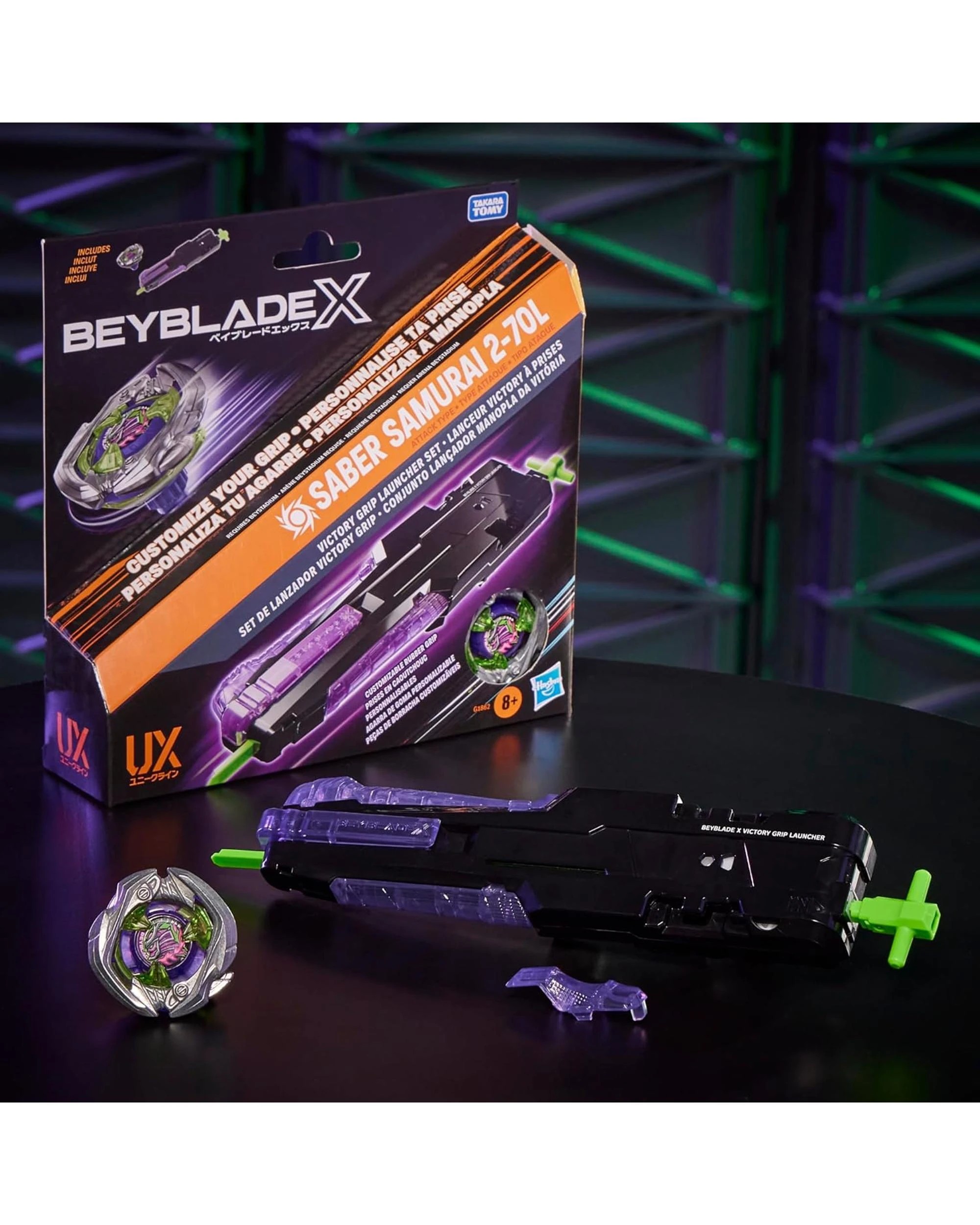 3 Beyblade X Saber Samurai 2-70L Victory Grip Launcher Set, 3 of 10