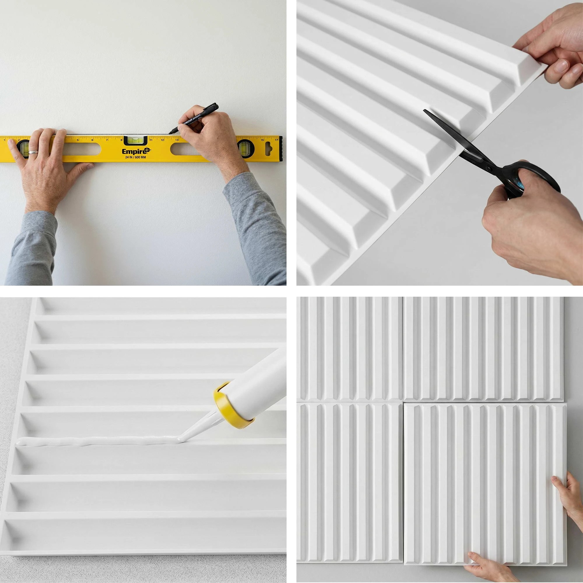 7 Artiss 3D Wall Panels Vertical 15PCS PVC Decorative Panels 50x50cm Feature Wall - White, 7 of 8