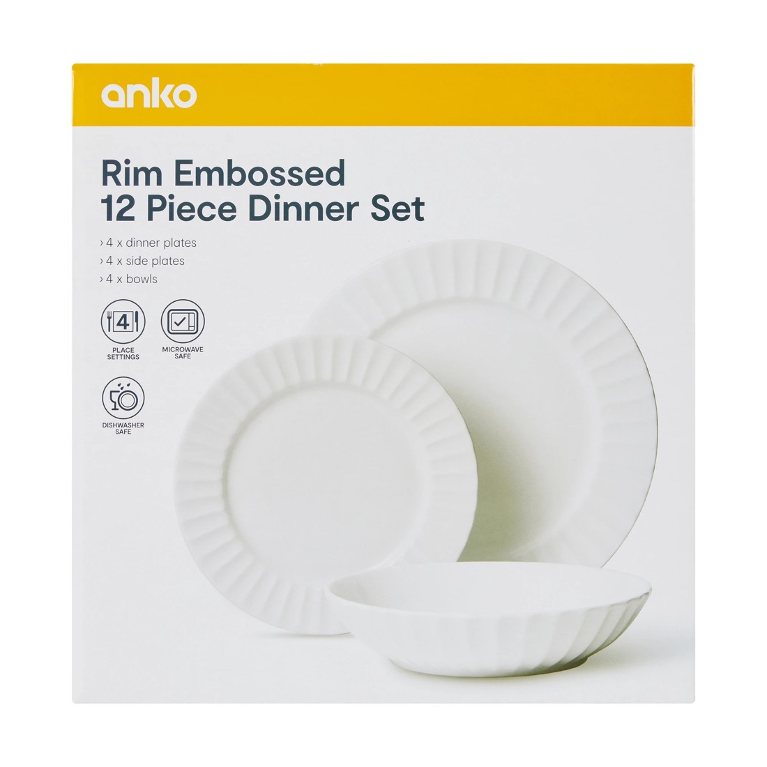 7 Rim Embossed 12 Piece Dinner Set, 7 of 7