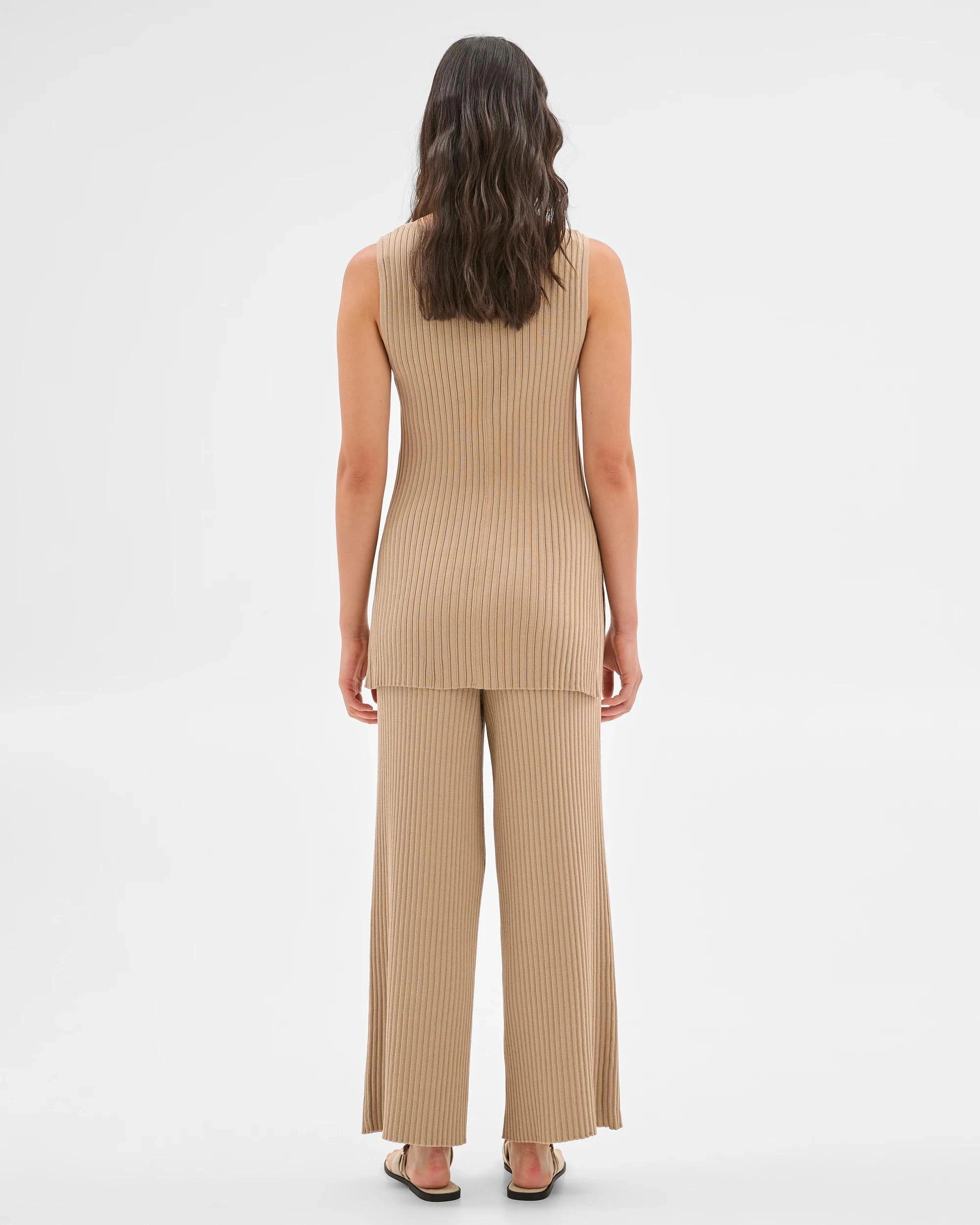 4 Target Ribbed Wide Leg Knit Pants SAND, 4 of 6