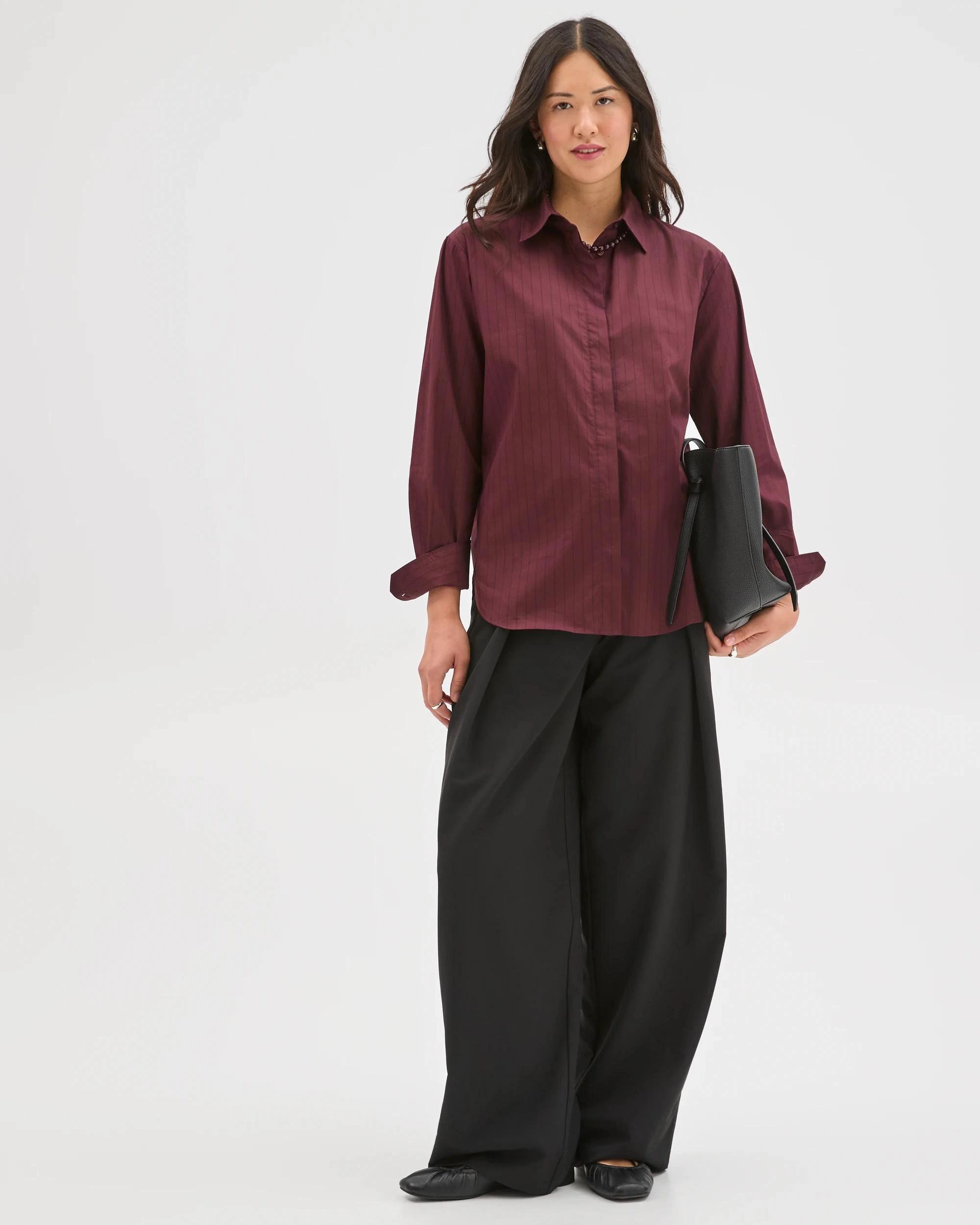 2 Preview Australian Cotton Poplin Shirt PINOT BURGUNDY, 2 of 8