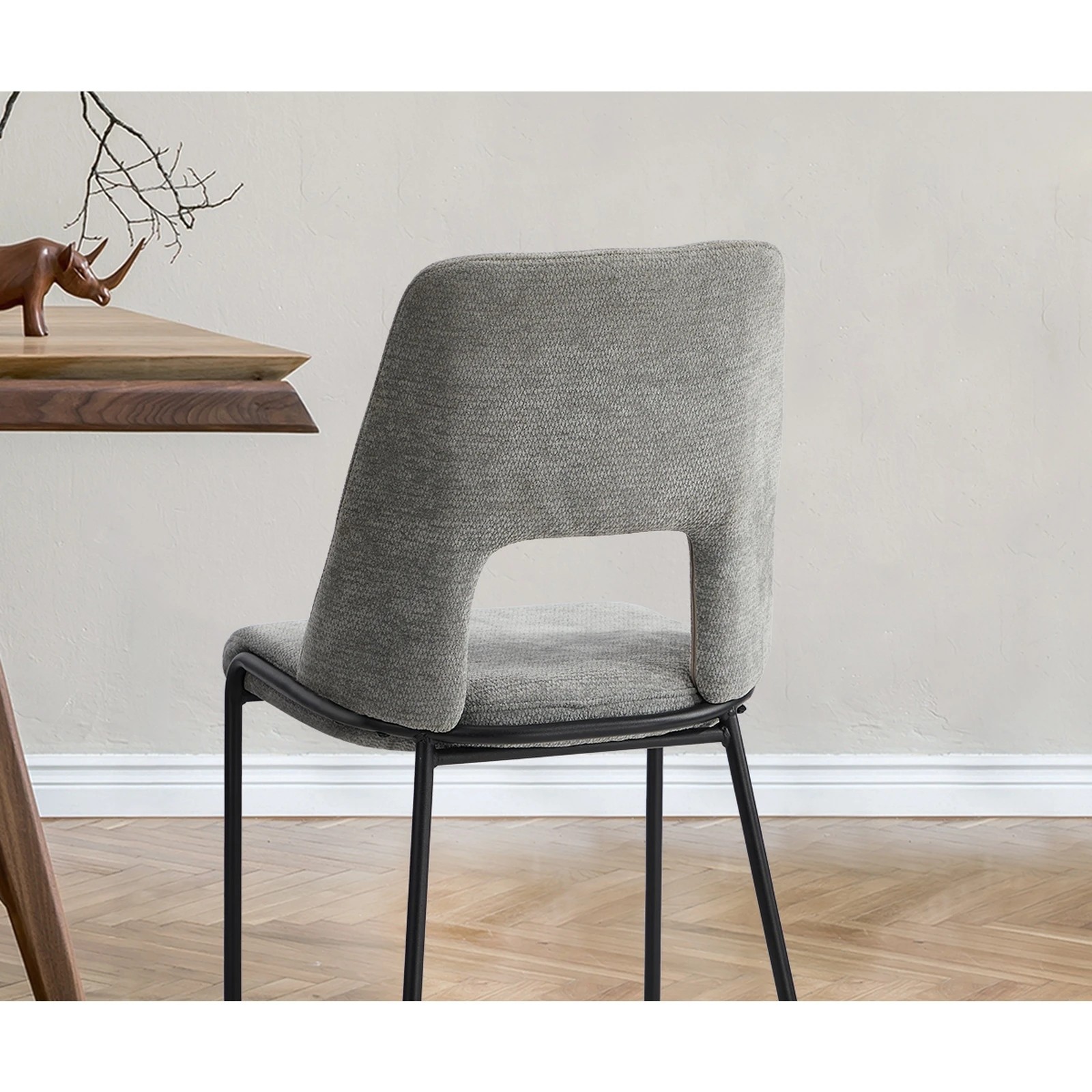 5 Oikiture 4x Dining Chairs Chenille Fabric Kitchen Side Chair - Grey, 5 of 9