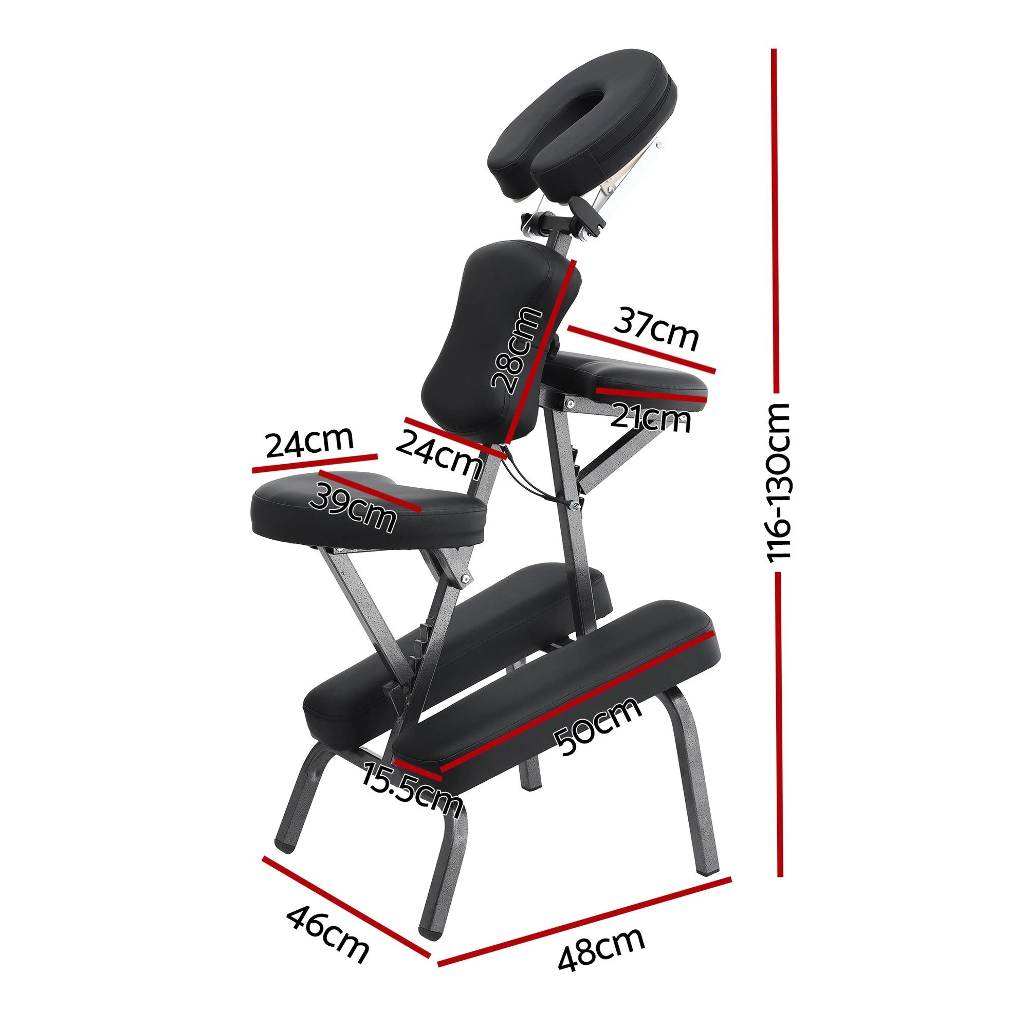 2 Zenses Portable Massage Chair Lightweight Folding Tattoo Lash Beauty Bed - Black, 2 of 4