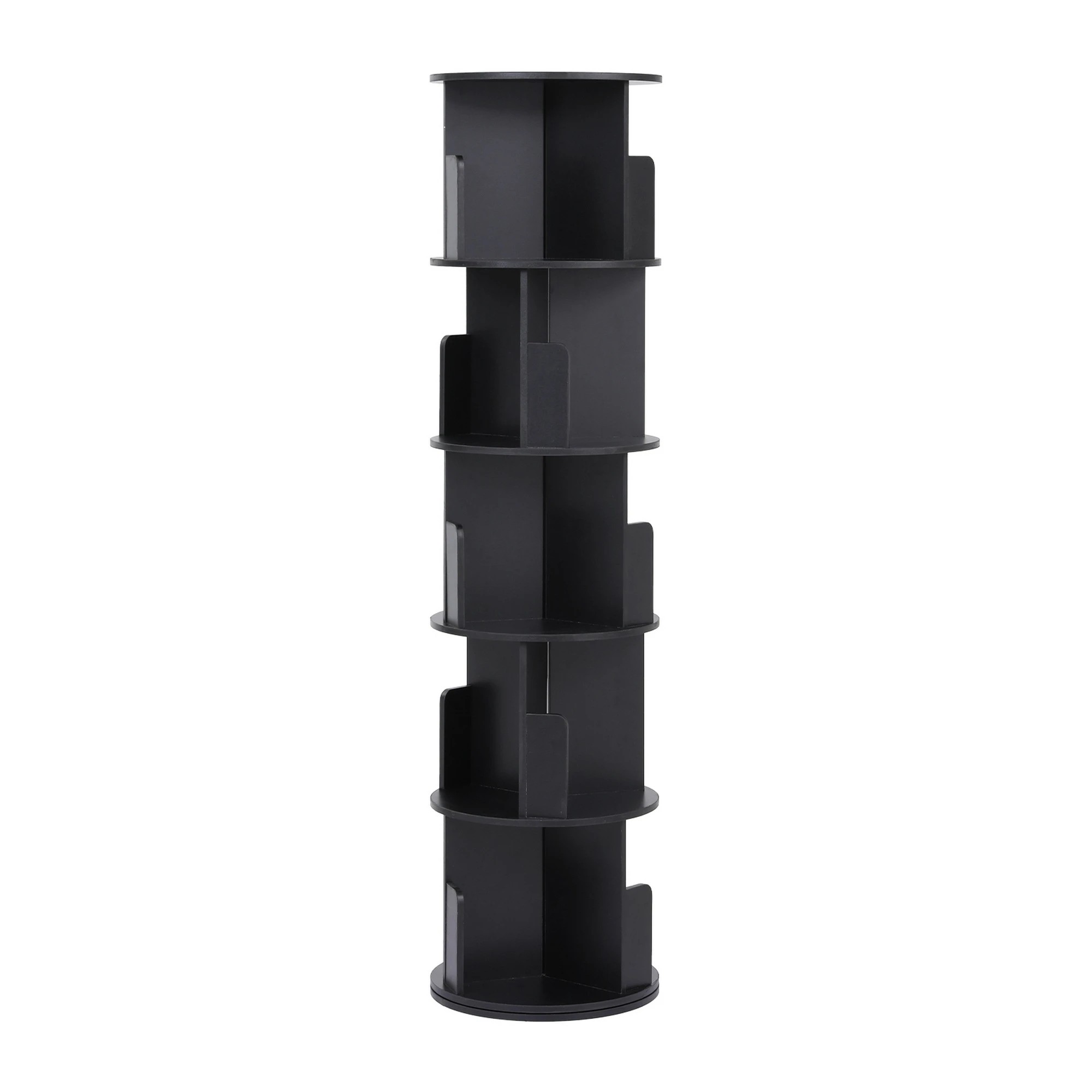 3 Artiss 5 Tiers Bookshelf Swivel Bookcase Display Shelves Stand Round - Black, 3 of 3