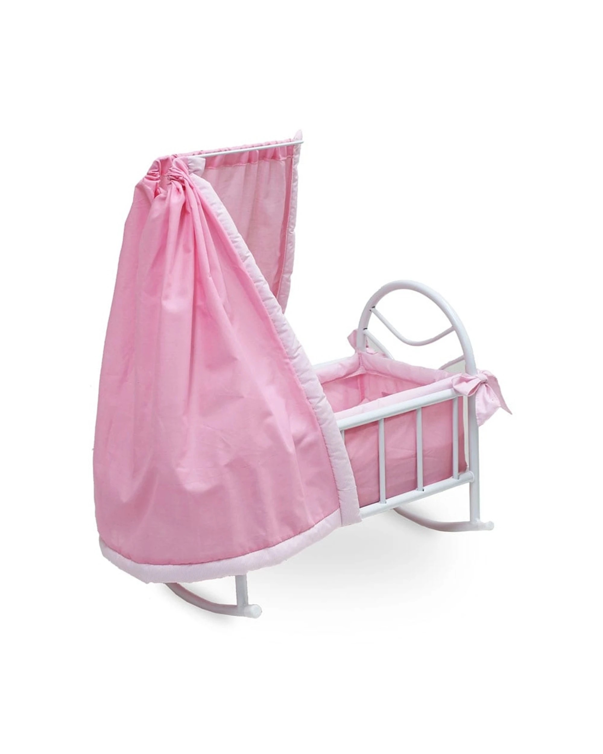 7 JustLikeMum Kids Pretend Play Doll Rocking Cradle Steel Frame Washable Fabr - Pink, 7 of 7