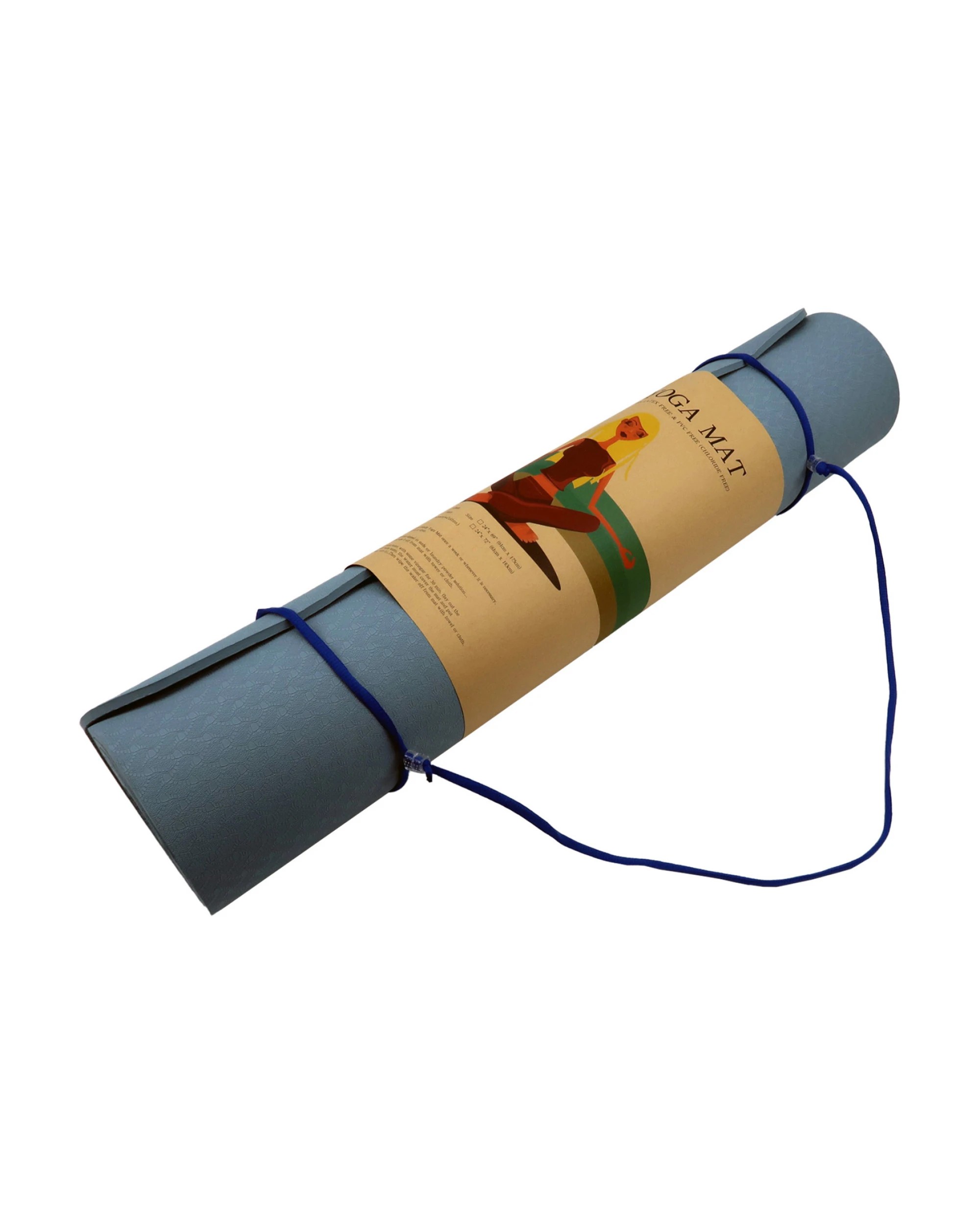 2 Powertrain TPE Pilates Exercise Yoga Mat Workout 6mm Home Gym 183cm - Blue, 2 of 7