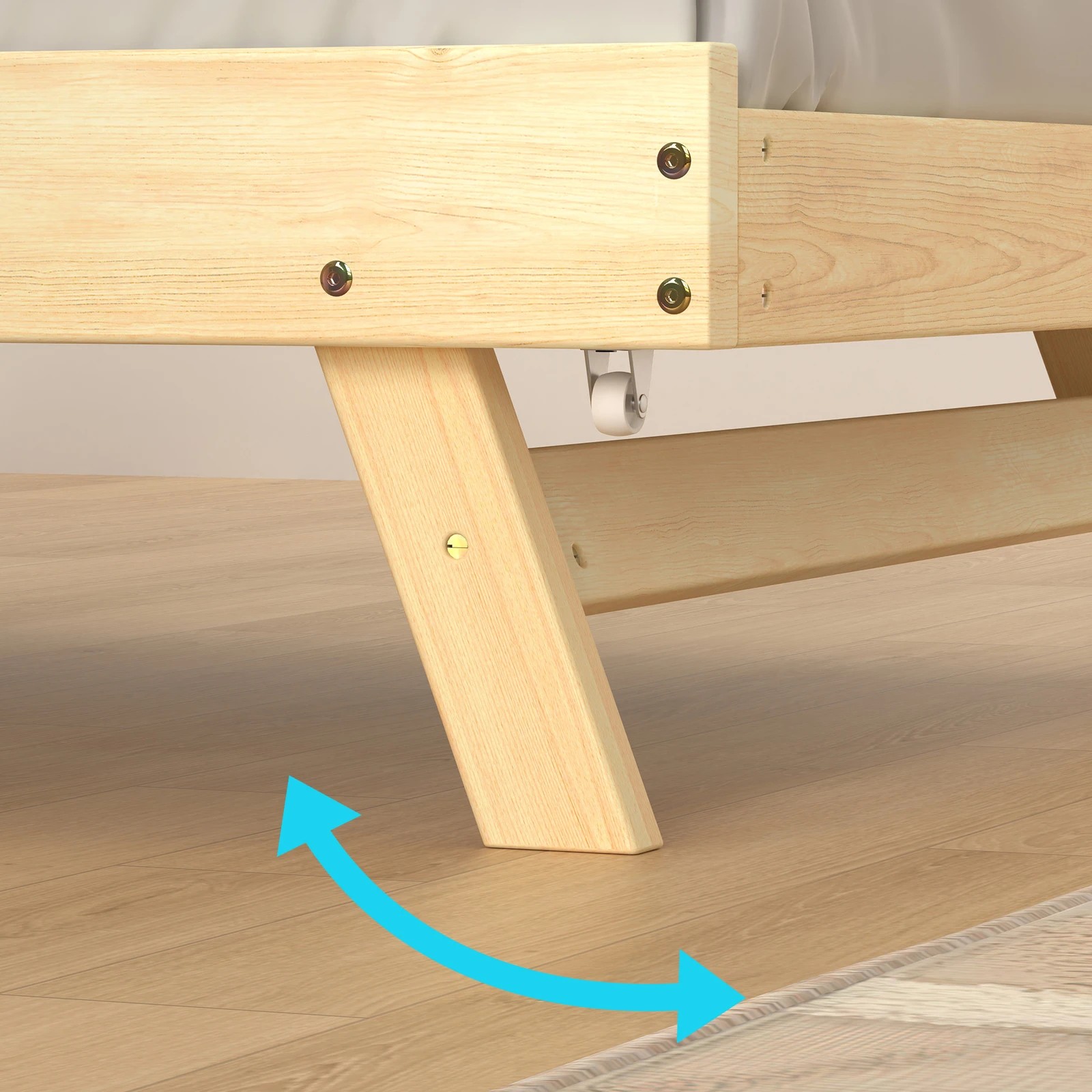 10 Alfordson Bed Frame 2x Single Size Trundle Wooden Mattress Base Timber - Natural, 10 of 10