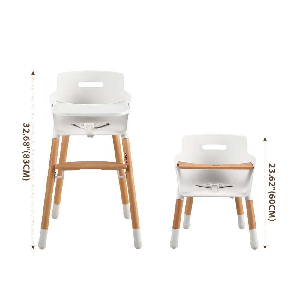 2 PlayPals Baby High Chair Feeding Seat 2 Height Modes Adjustable Footrest - White, 2 of 3