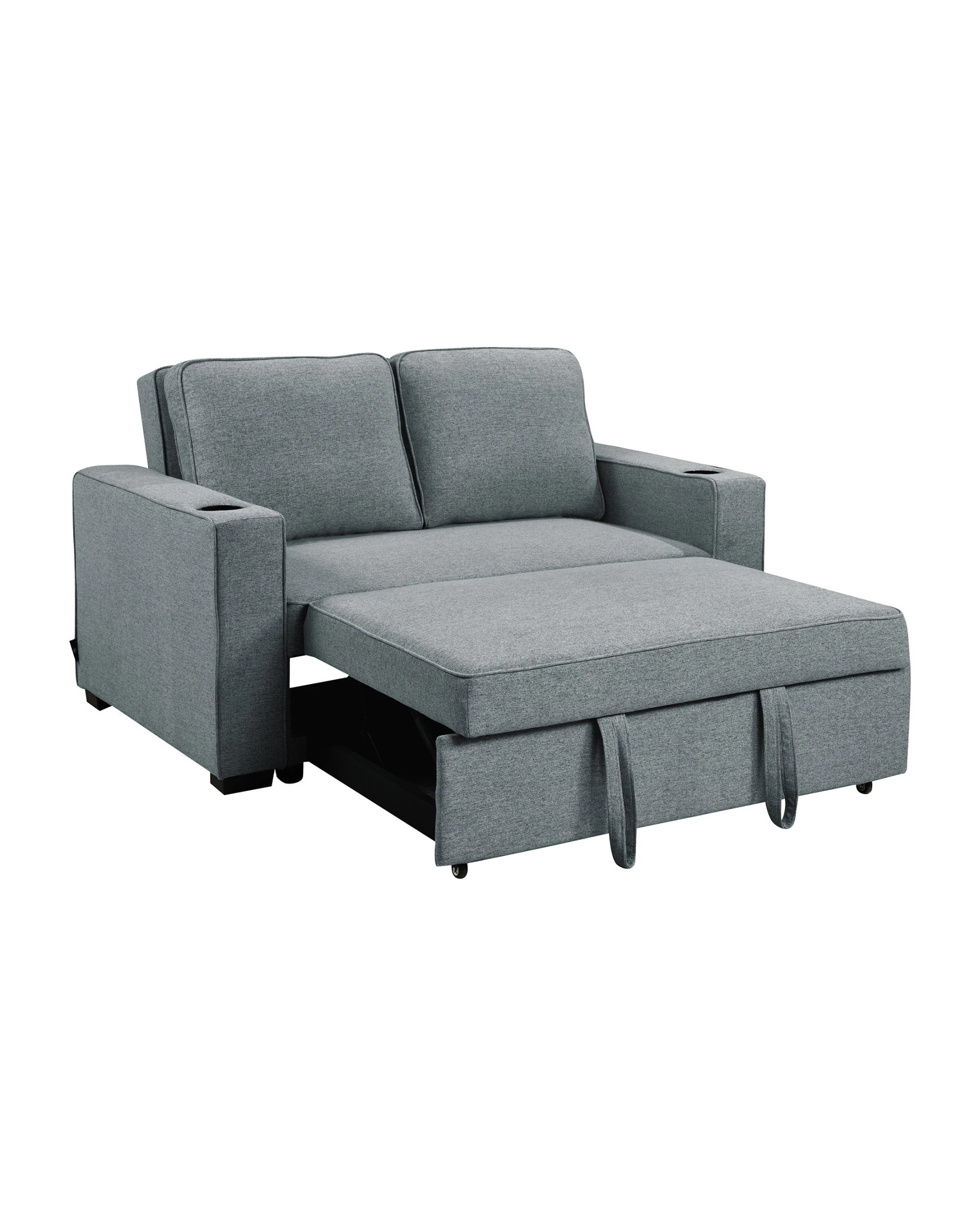 2 Sarantino Hoffman Linen Sofa Bed With Cushions And Cup Holders Airforce Blue, 2 of 10