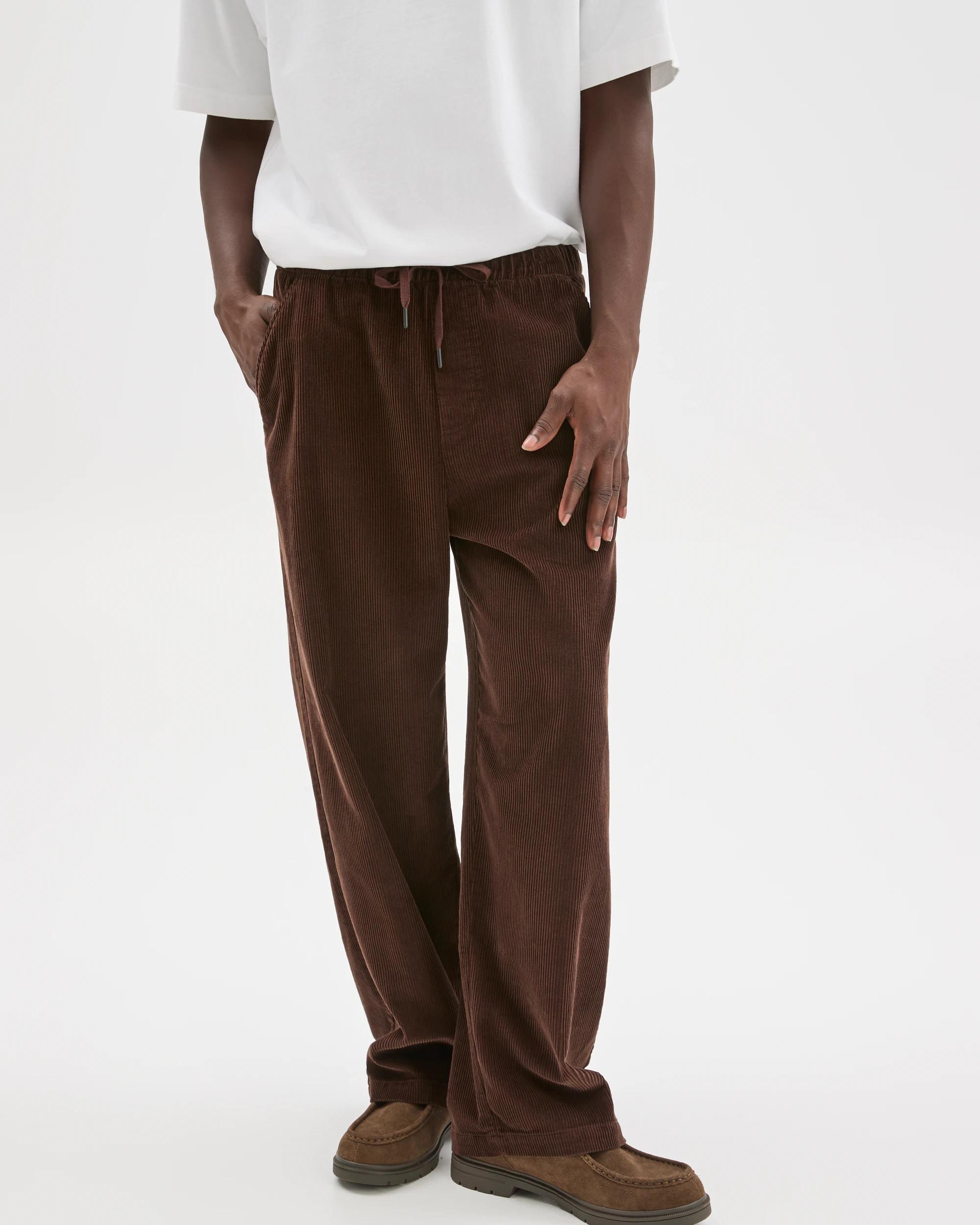 2 Commons Australian Cotton Elastic Waist Loose Fit Corduroy Pants CHOCOLATE BROWN, 2 of 6