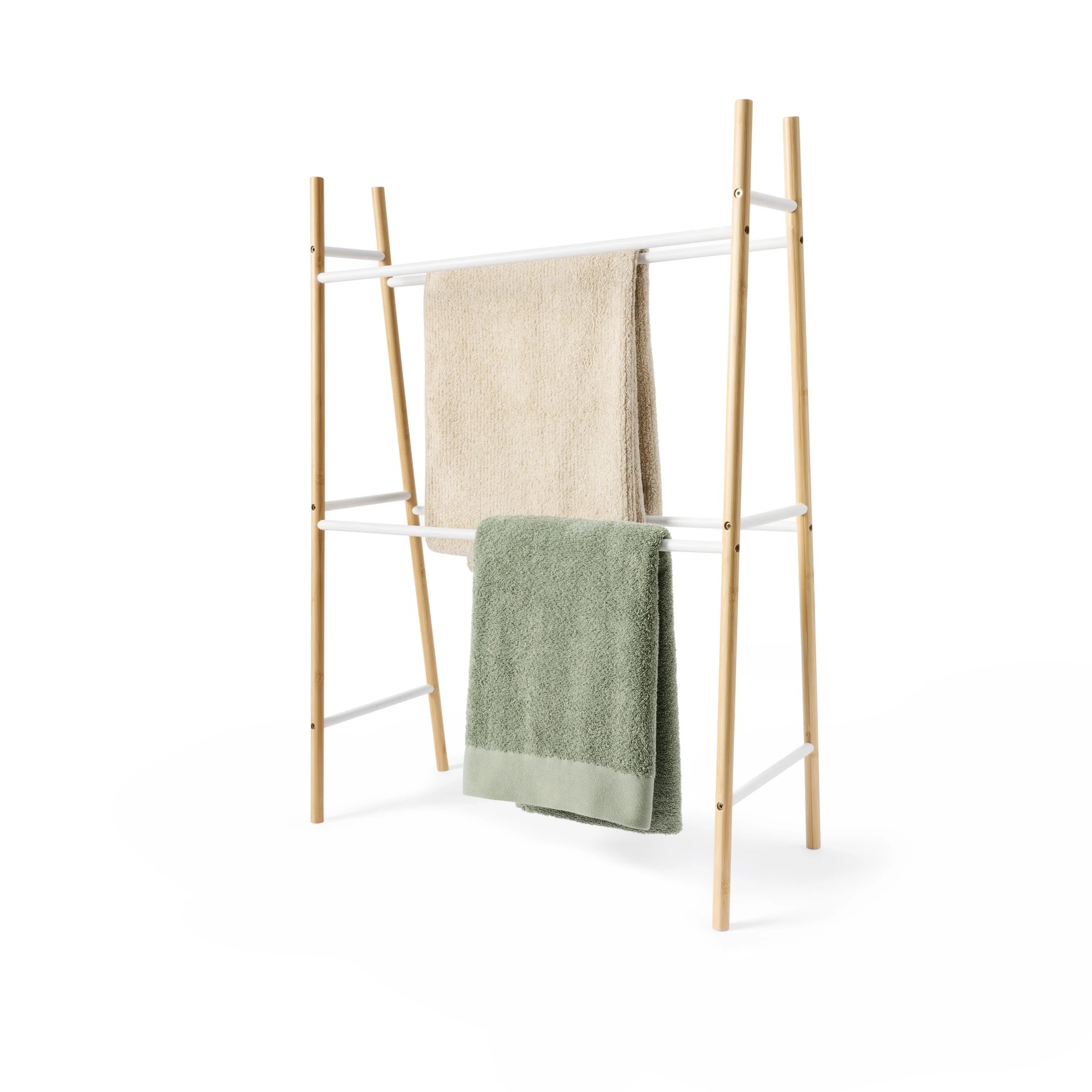 1 Bamboo and White Towel Rack, 1 of 6