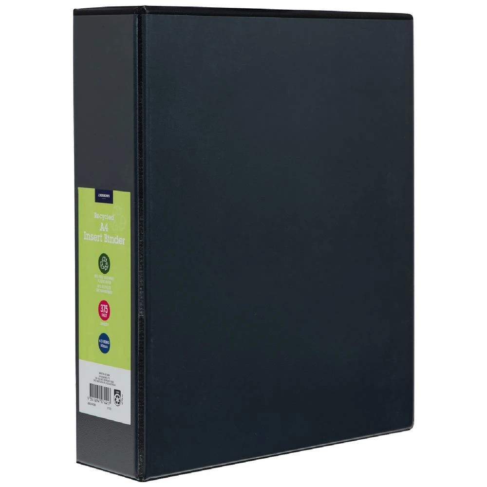1 J.Burrows Insert Binder A4 4 D-Ring 50mm Black, 1 of 6