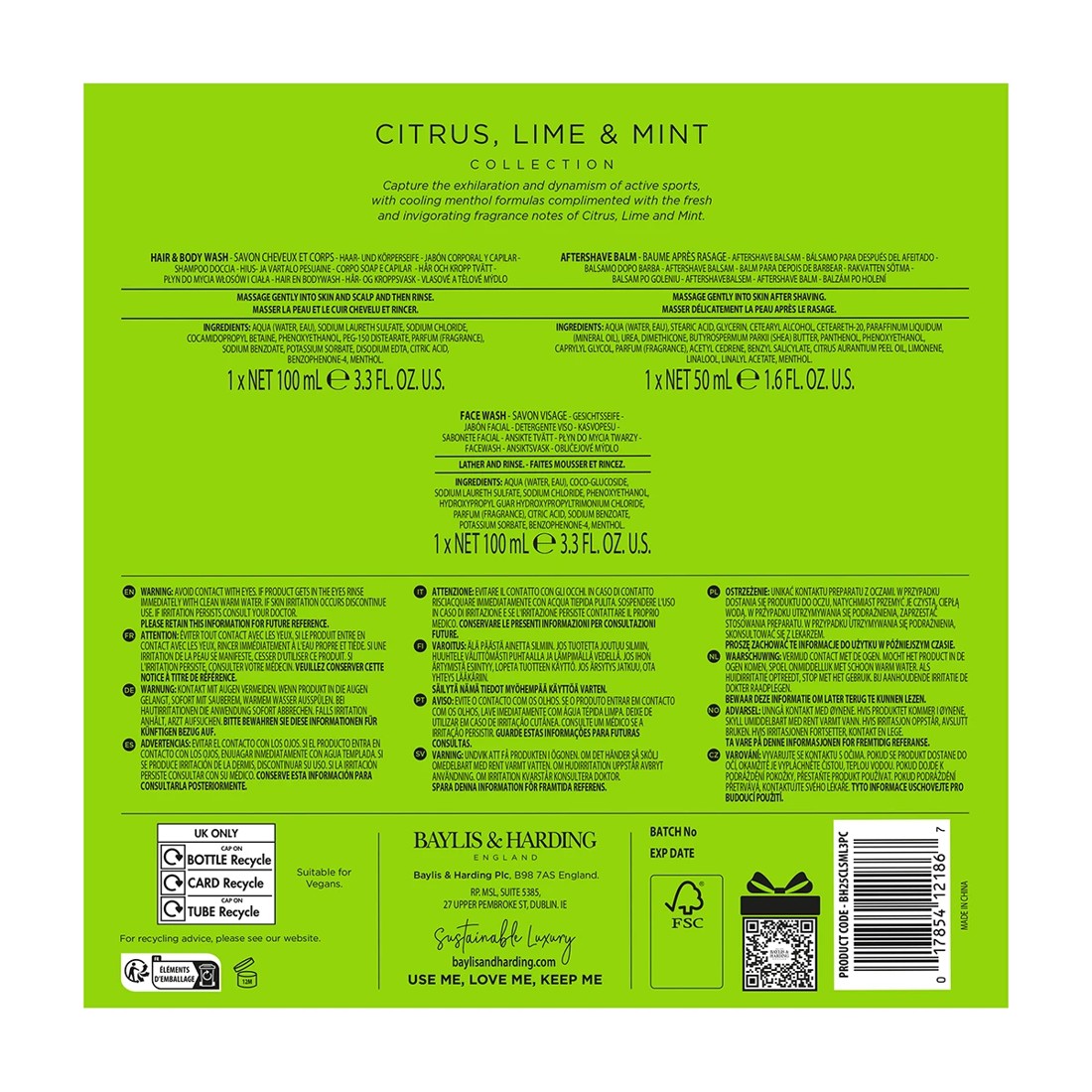 4 Baylis & Harding Sport Refreshing Essentials Gift Set With Cooling Menthol - Citrus, Lime And Mint
 - Multi, 4 of 4
