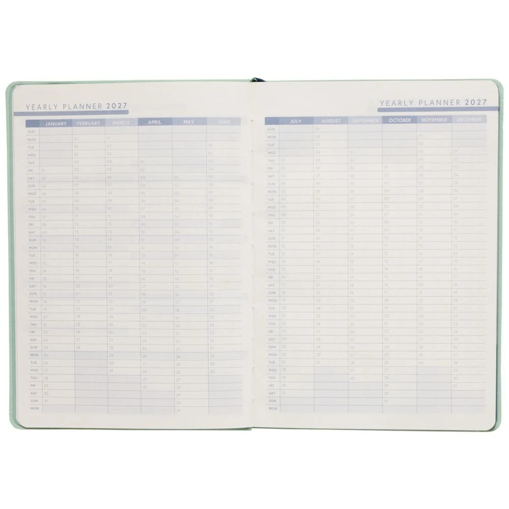 4 Officeworks A5 Week to View 2027 Premium Diary Green/Navy, 4 of 7