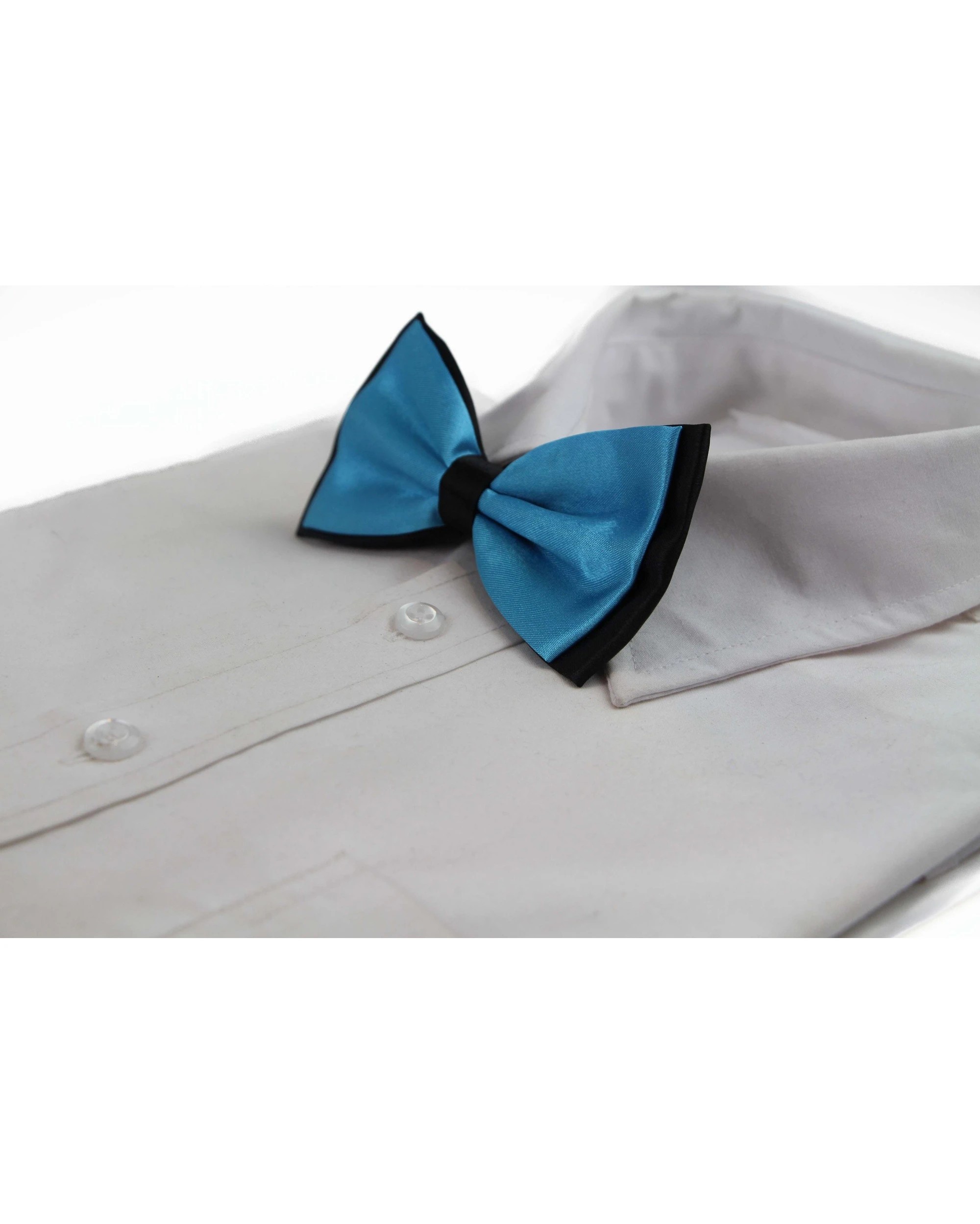 1 Zasel Mens Sky Blue Two Tone Layered Bow Tie, 1 of 2