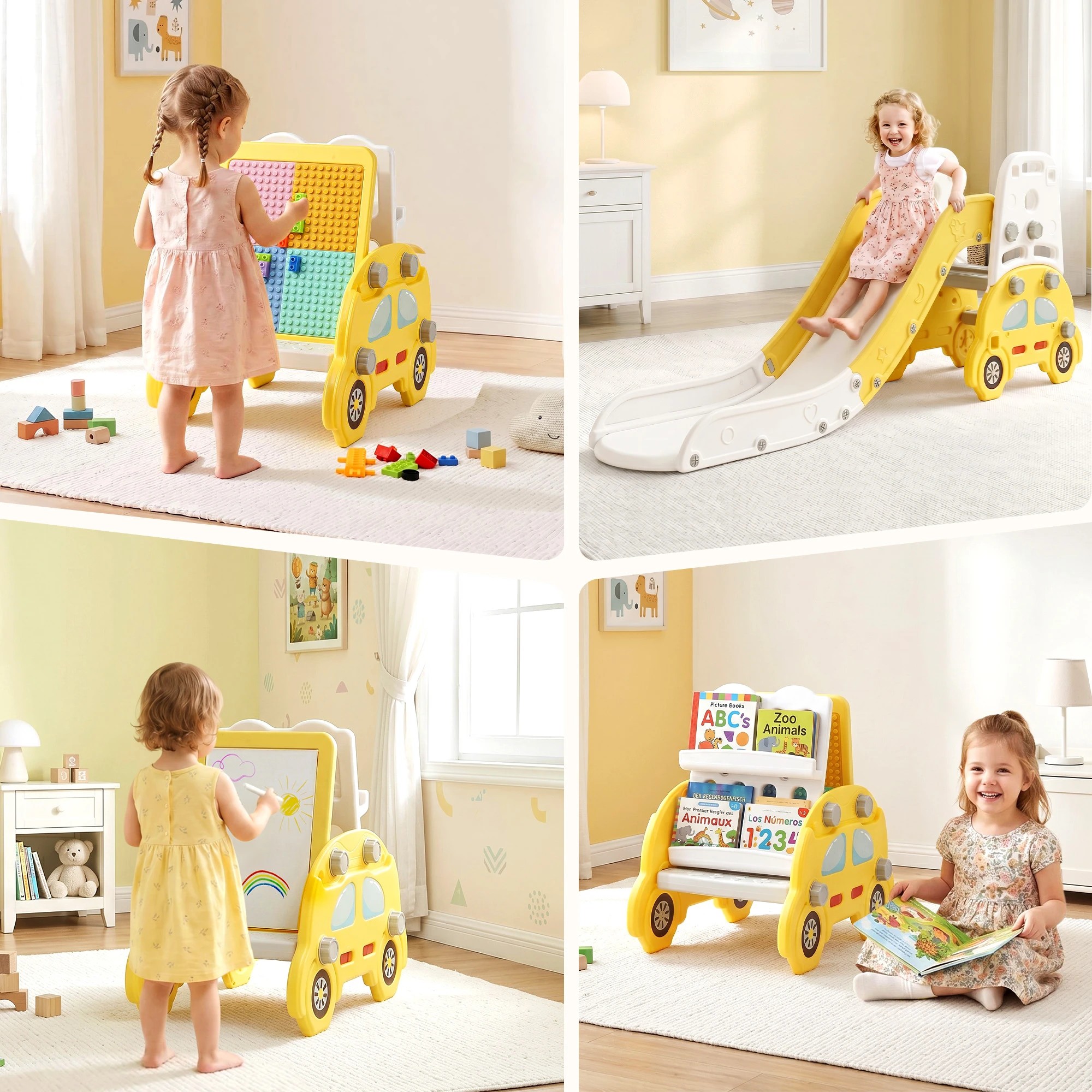 7 Keezi Kids Slide Set Toddler Playset - Yellow, 7 of 8