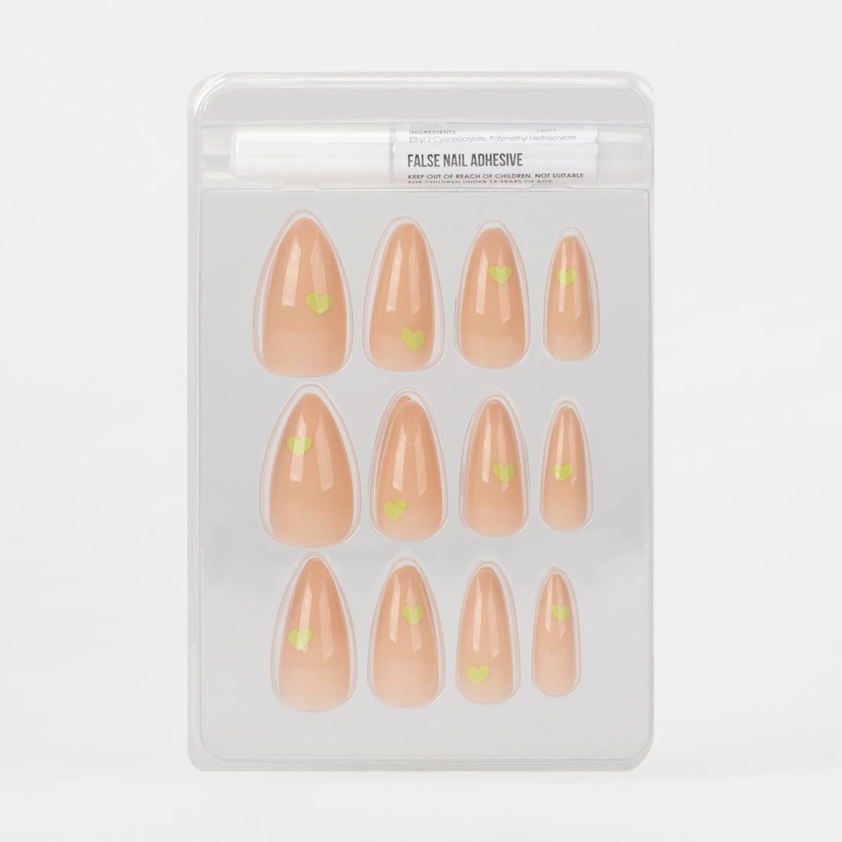 3 OXX Cosmetics 24 Pack False Nails with Adhesive - Stiletto Shape, Neon Heart, 3 of 5