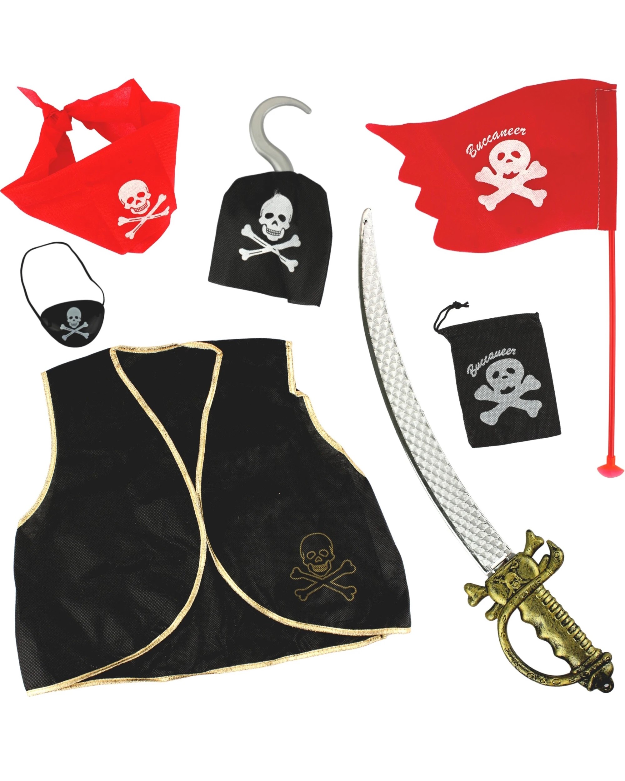 1 Partyrama Pirate Costume Set 7 Pieces, 1 of 1