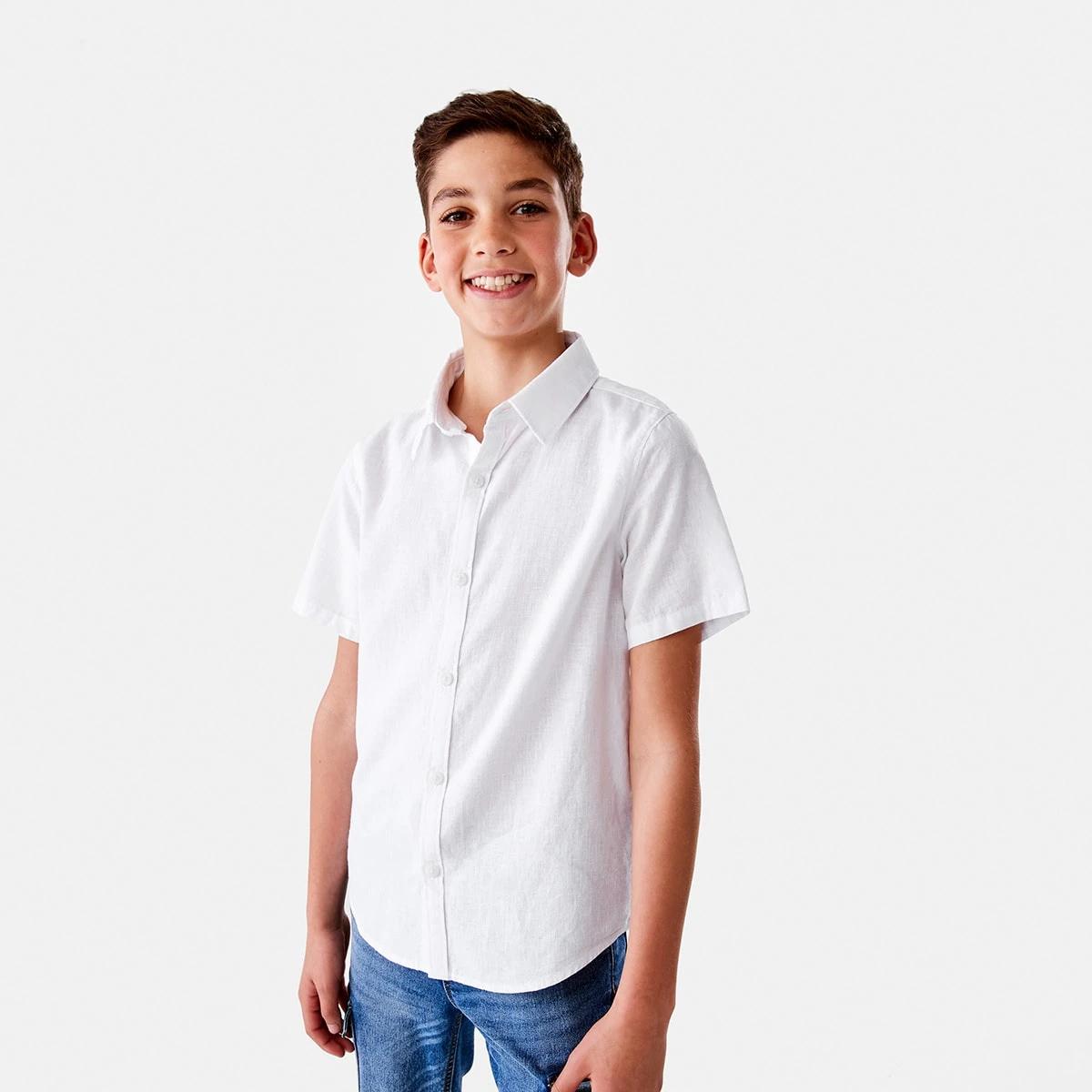 1 Short Sleeve Linen Shirt White, 1 of 9