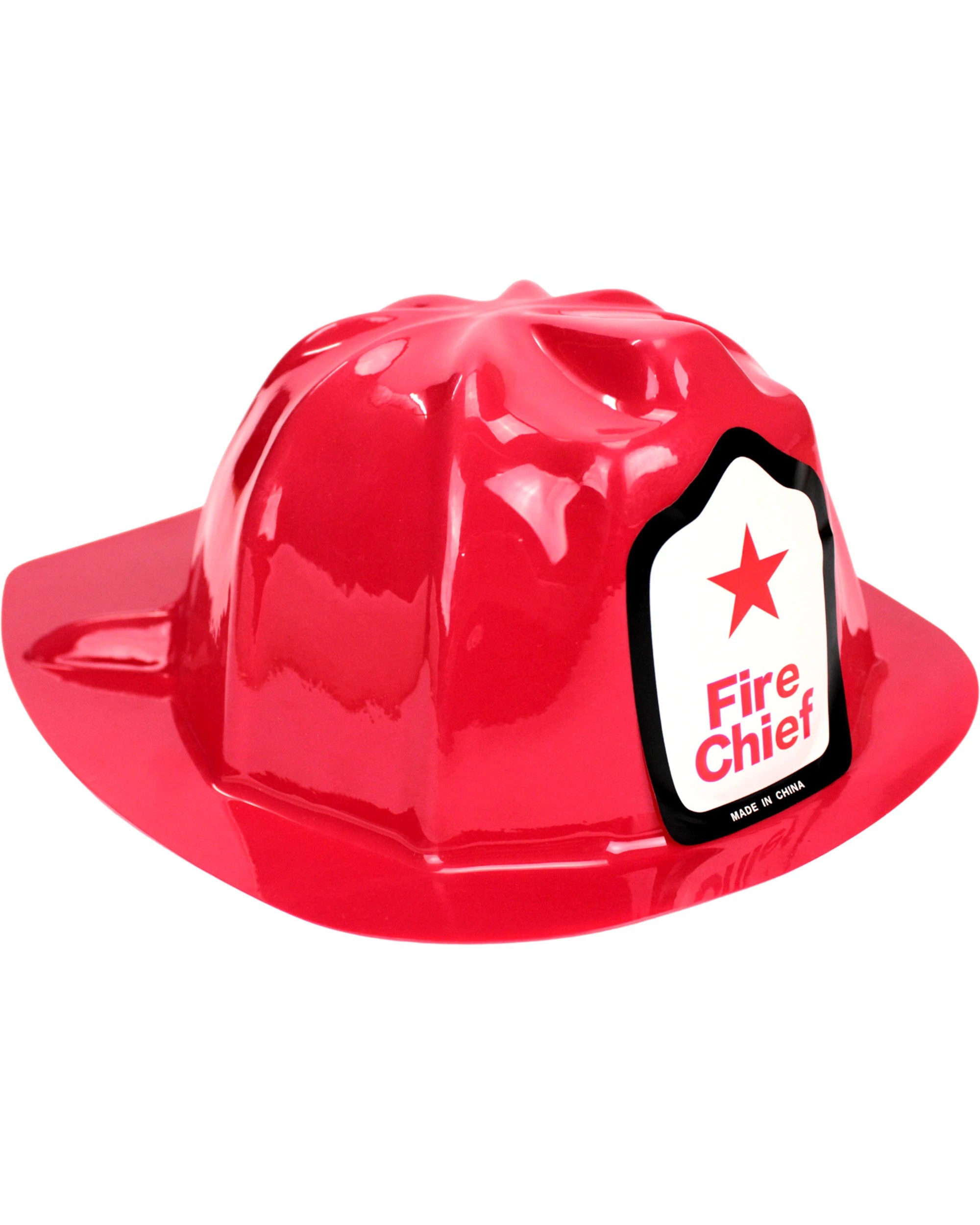 1 Partyrama Kids Red Plastic Fire Chief Hat - Red, 1 of 3