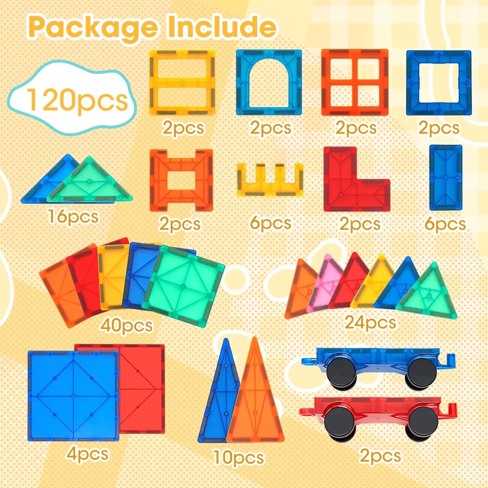 2 Playpals Kids Magnetic Tiles Blocks Building Educational Toys Child Gift 120PCS - Multi, 2 of 3