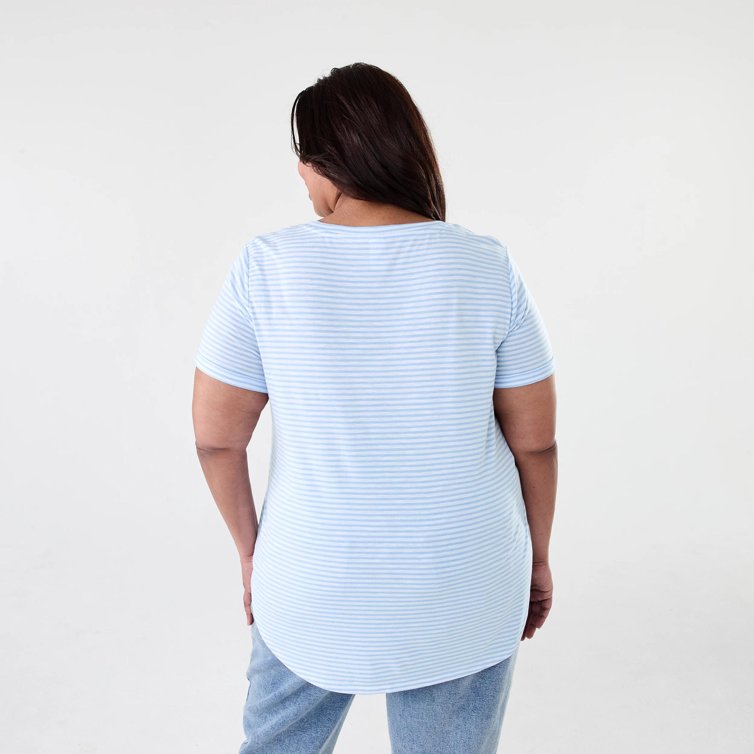 3 Curve Short Sleeve Slub Round Neck T-shirt Bruni Strp, 3 of 6