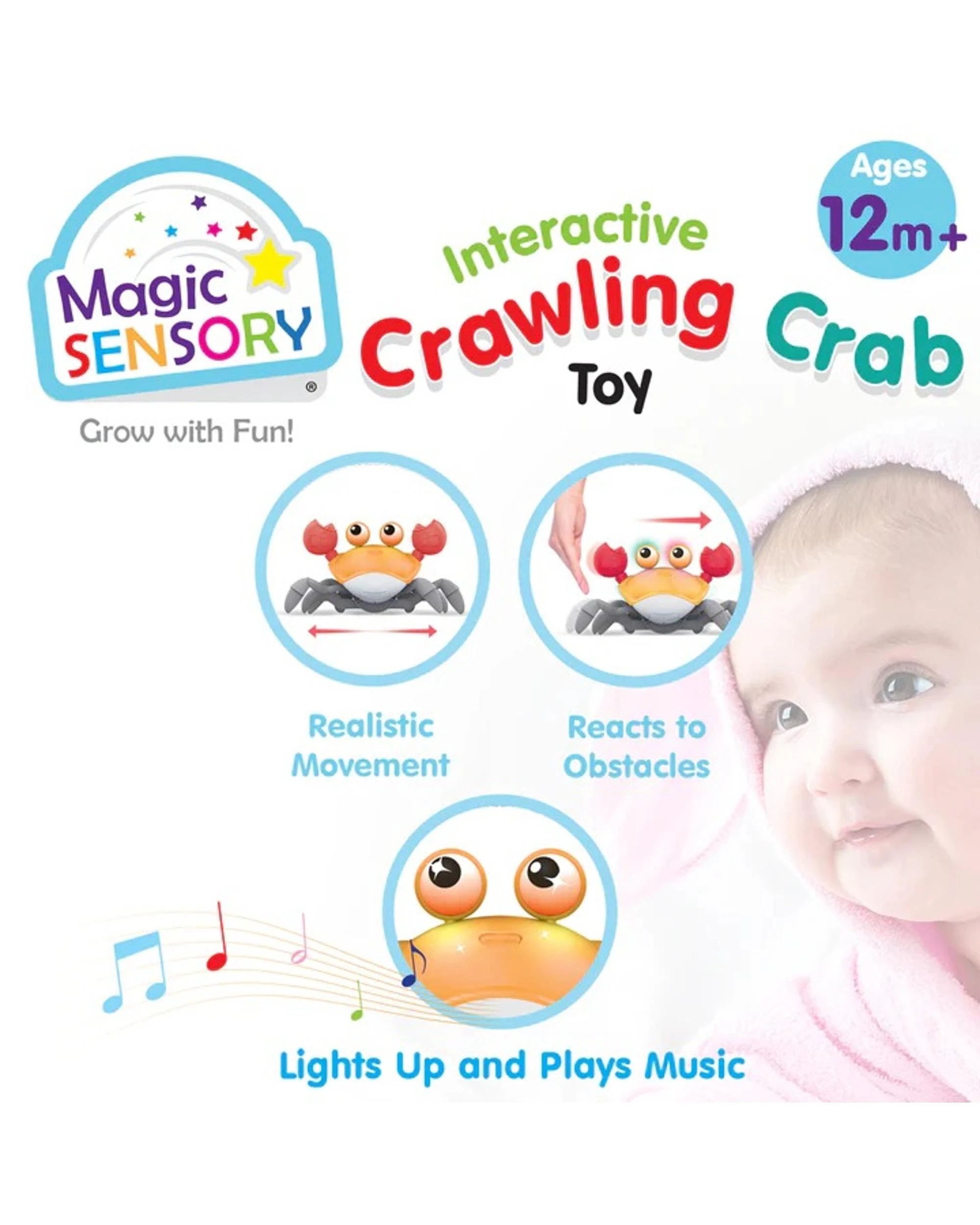 4 Magic Sensory Interactive Crawling Crab Toy - Orange, 4 of 8