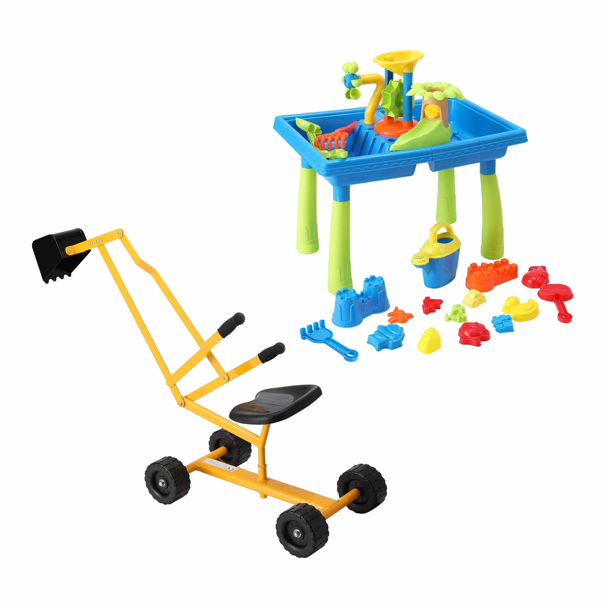 4 Keezi Ride On Digger with Sand and Water Table Sandpit Toys Set, 4 of 9