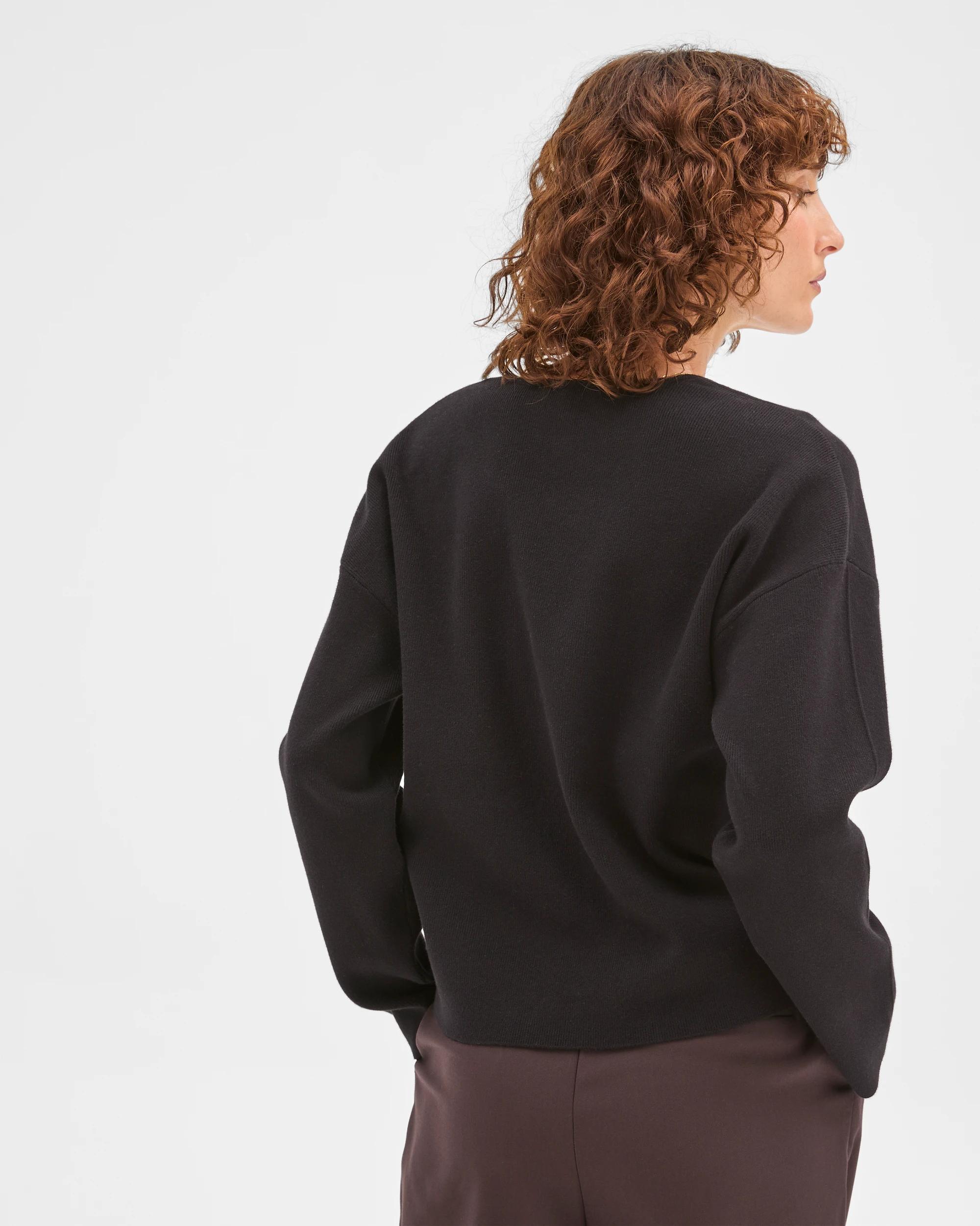 5 Preview Australian Cotton Blend Polished V-Neck Jumper BLACK, 5 of 5