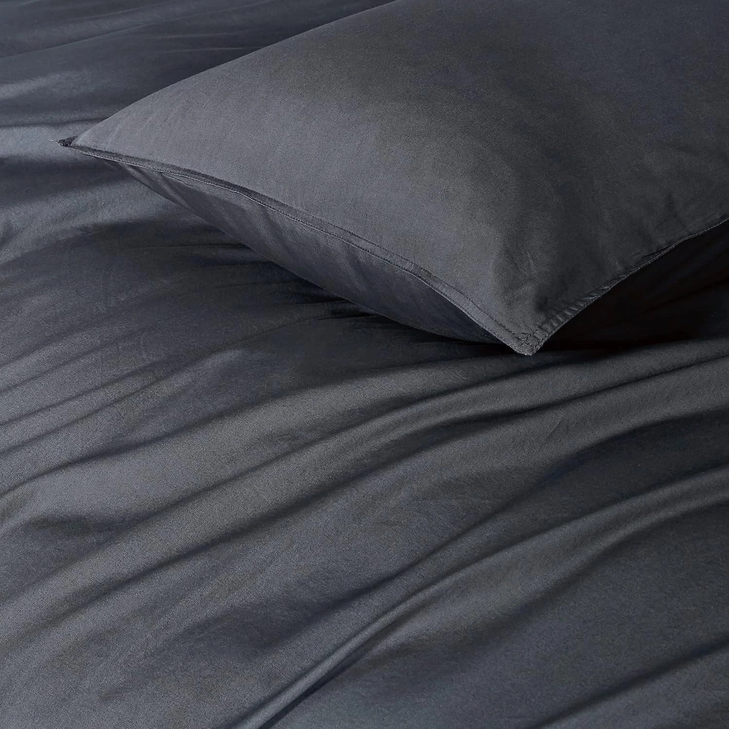 2 Gioia Casa 2-Pack Vintage Washed Cotton Standard Pillowcases Hypoallergenic - Charcoal, 2 of 4