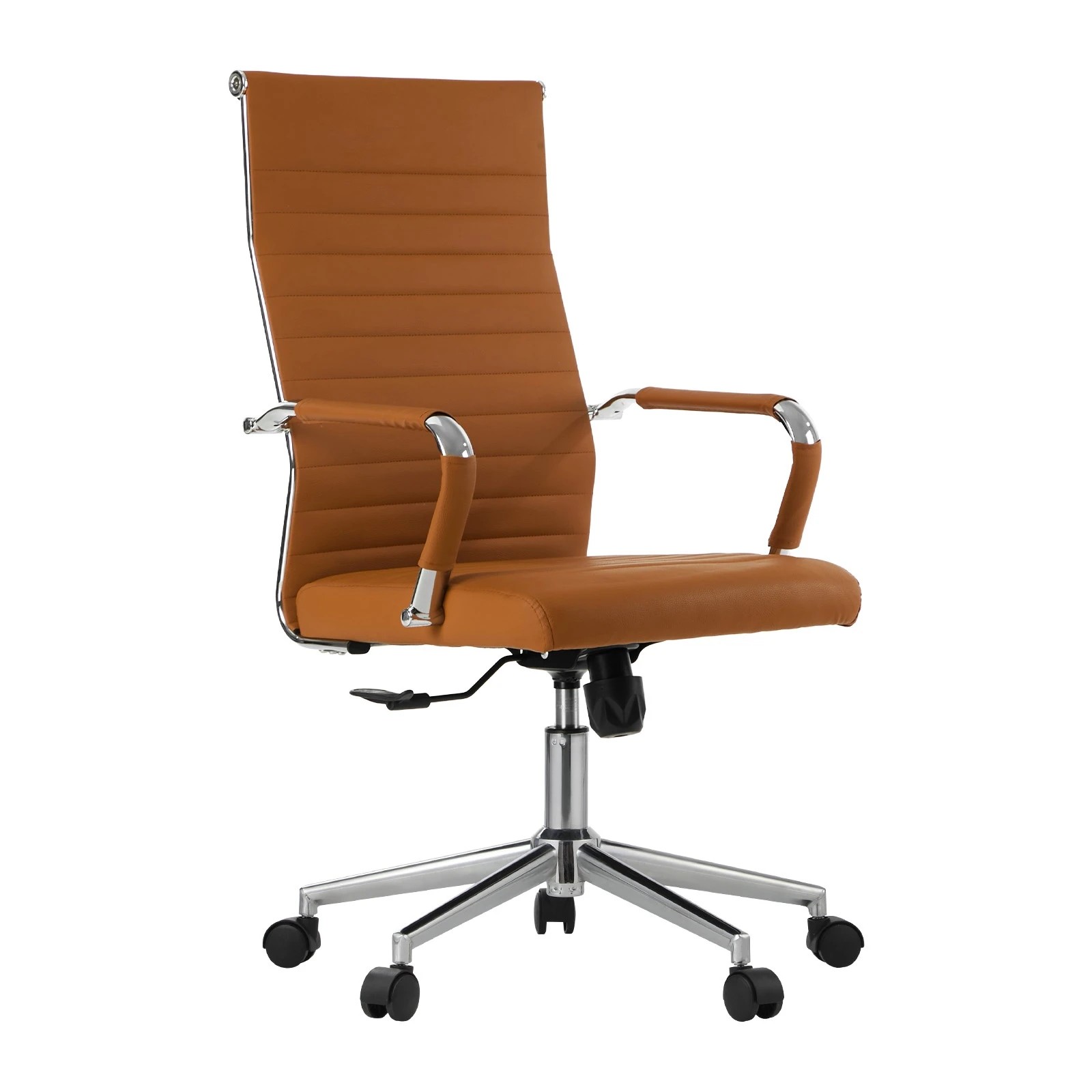 1 Oikiture Office Chair Swivel Desk Chair Faux Leather - Brown, 1 of 6