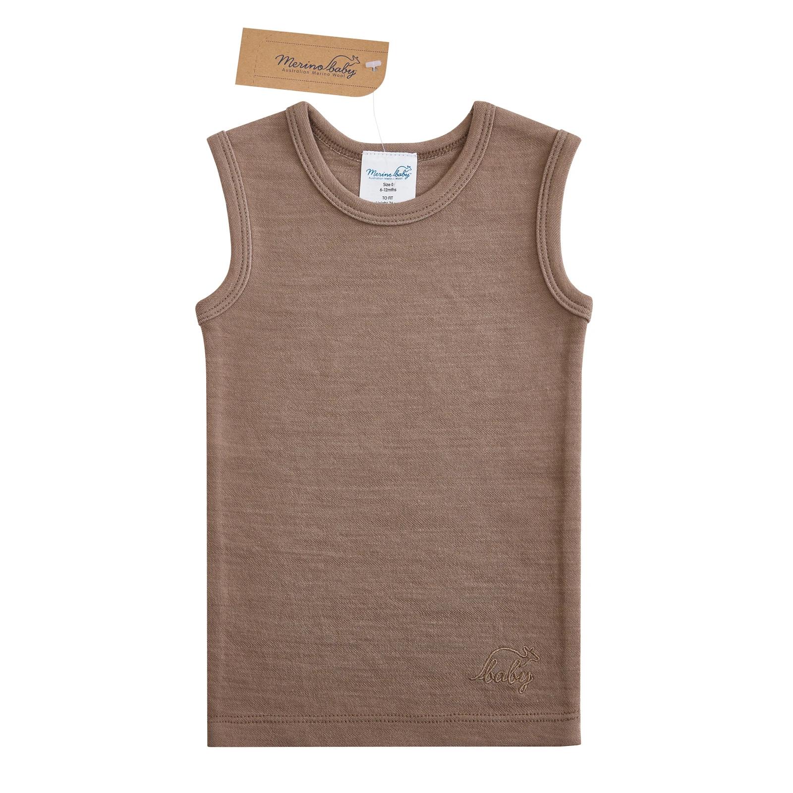 1 Merino Baby Australian Merino Wool Merino Vest- Brown Marle BROWN MARLE, 1 of 6