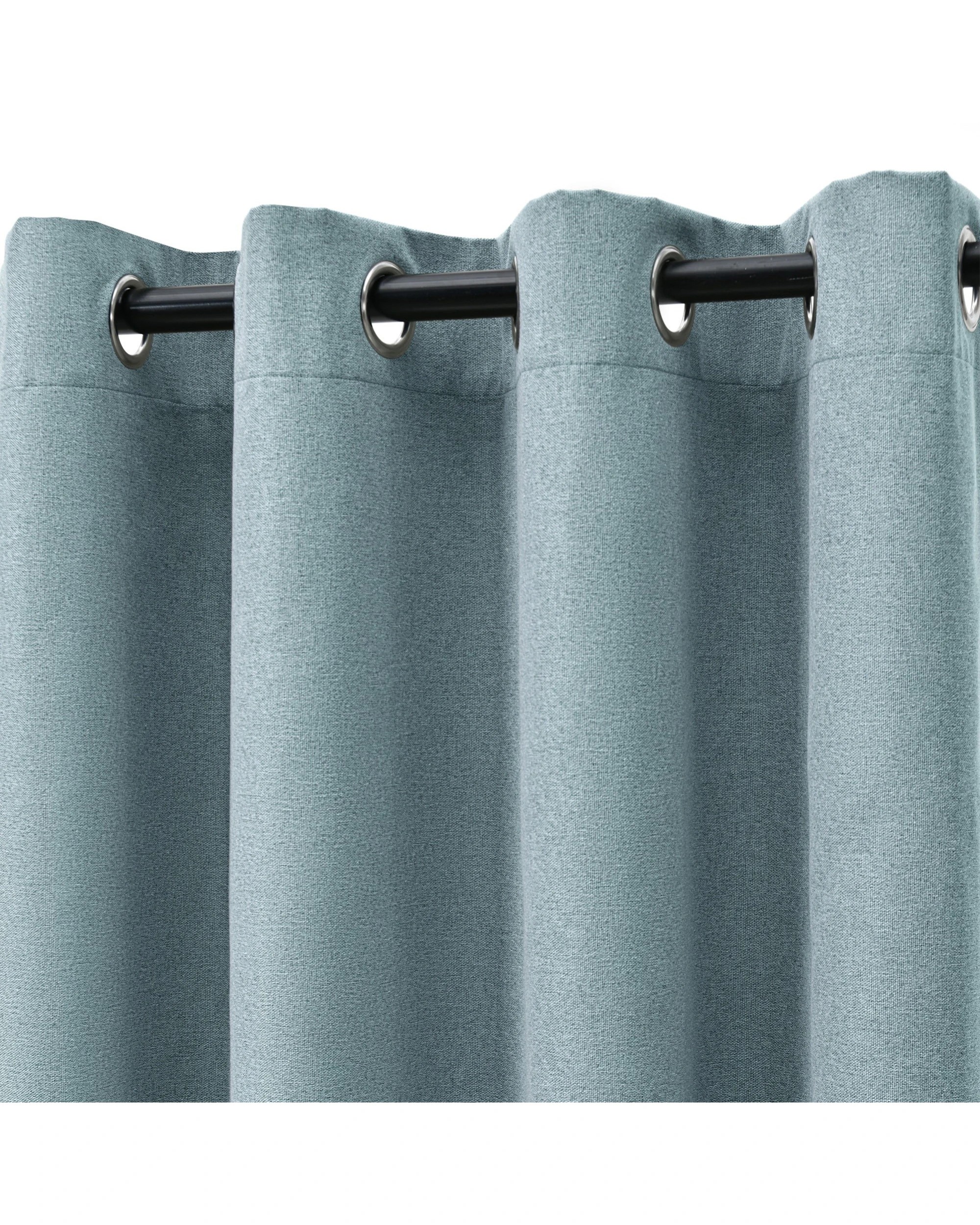 2 Cadence & Co. Bennett Faux Linen Blockout Eyelet Curtain Twin Pack 225x223cm - Blue, 2 of 4