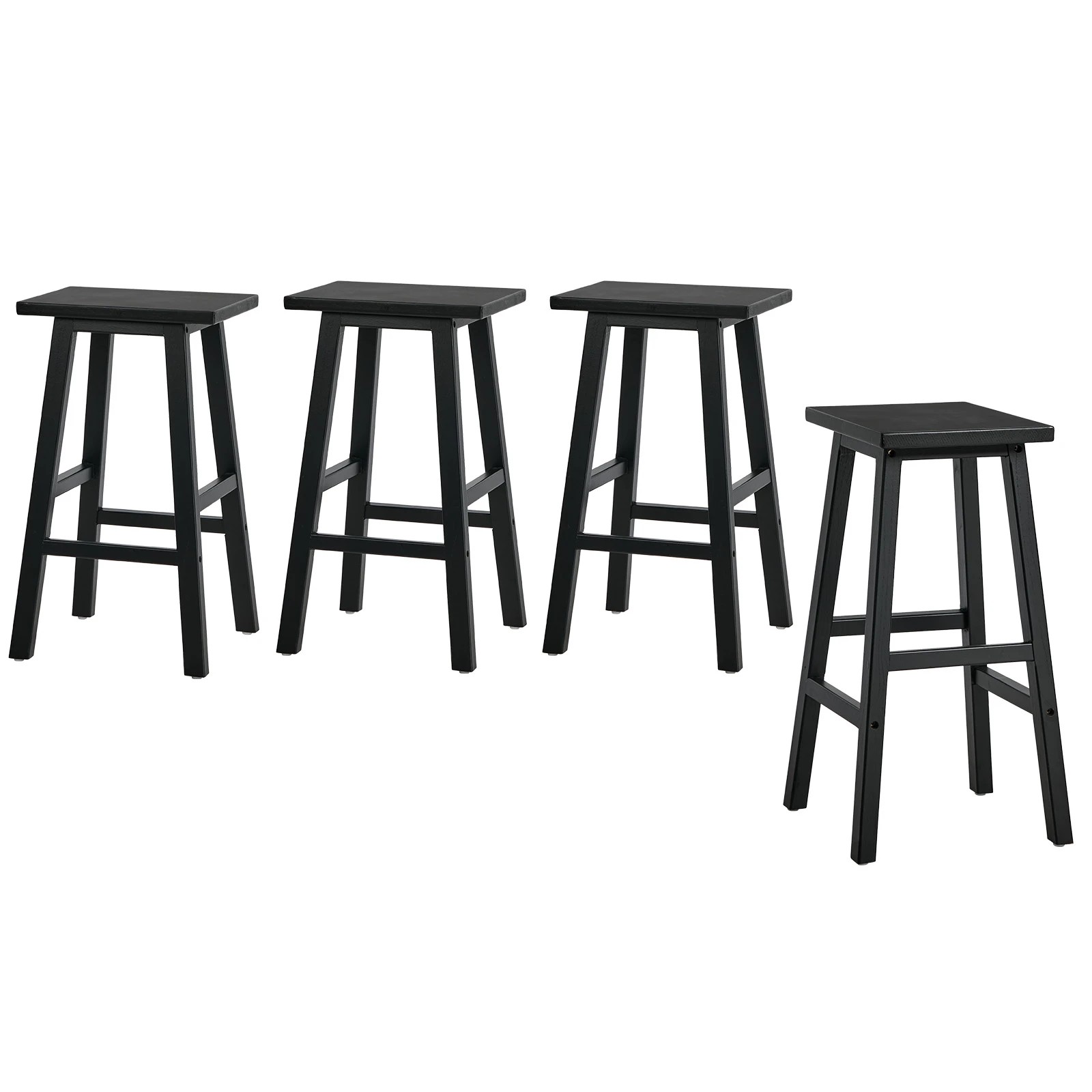 1 Oikiture 4x Bar Stool Kitchen Counter Dining Chair Split-Level Footrest - Black, 1 of 8