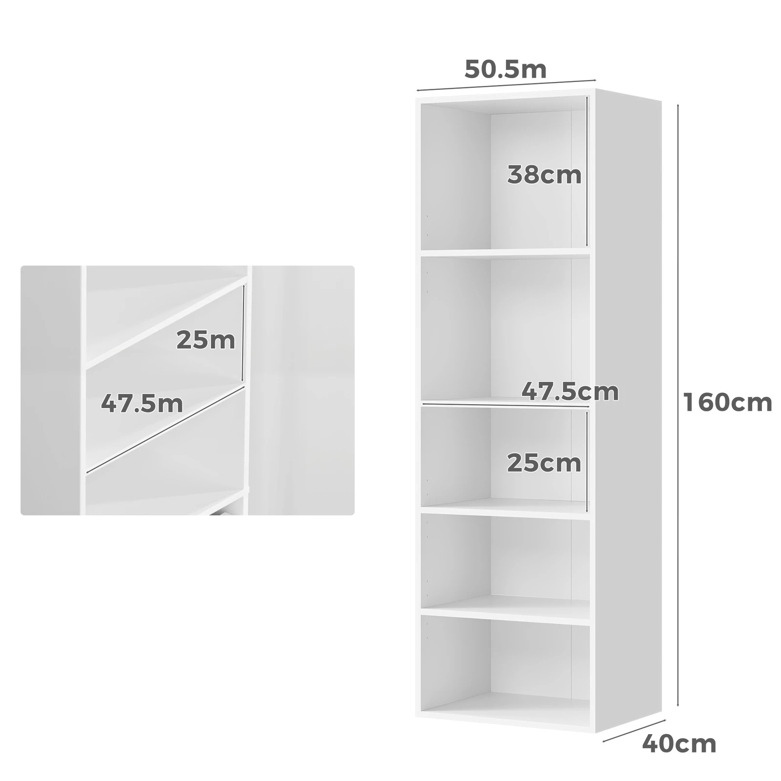 4 Alfordson Wardrobe 5 Shelves Clothes Storage Cabinet - White, 4 of 10