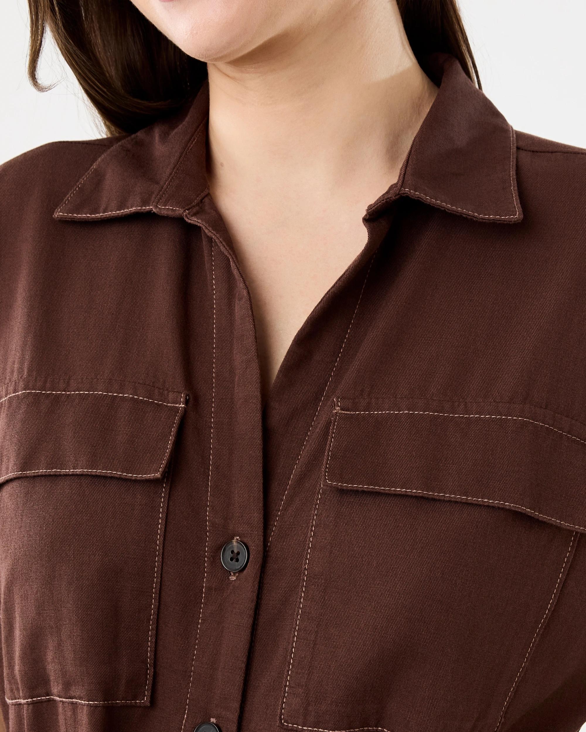 5 Short Sleeves Utility Midi Dress Deep Cocoa, 5 of 7