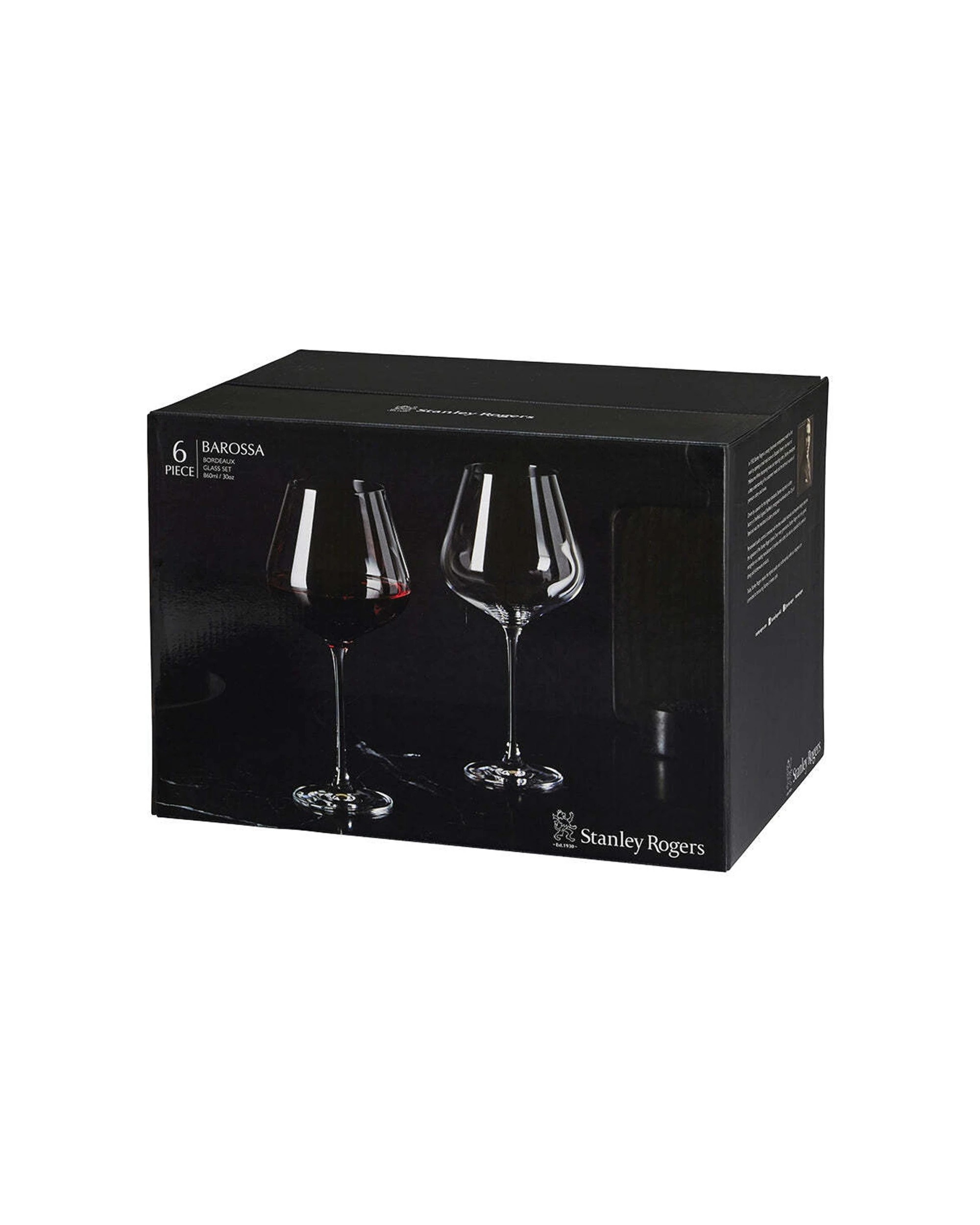 4 6pc Stanley Rogers Barossa Bordeaux 860ml Wine Glass Stemmed Crystal Cup Set
 - Clear, 4 of 4