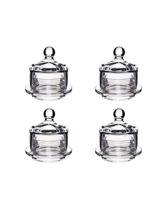 Artesa 4PK Mini Glass Serving Cloche Butter Spread Soft Cheese 9x9.5cm - Clear