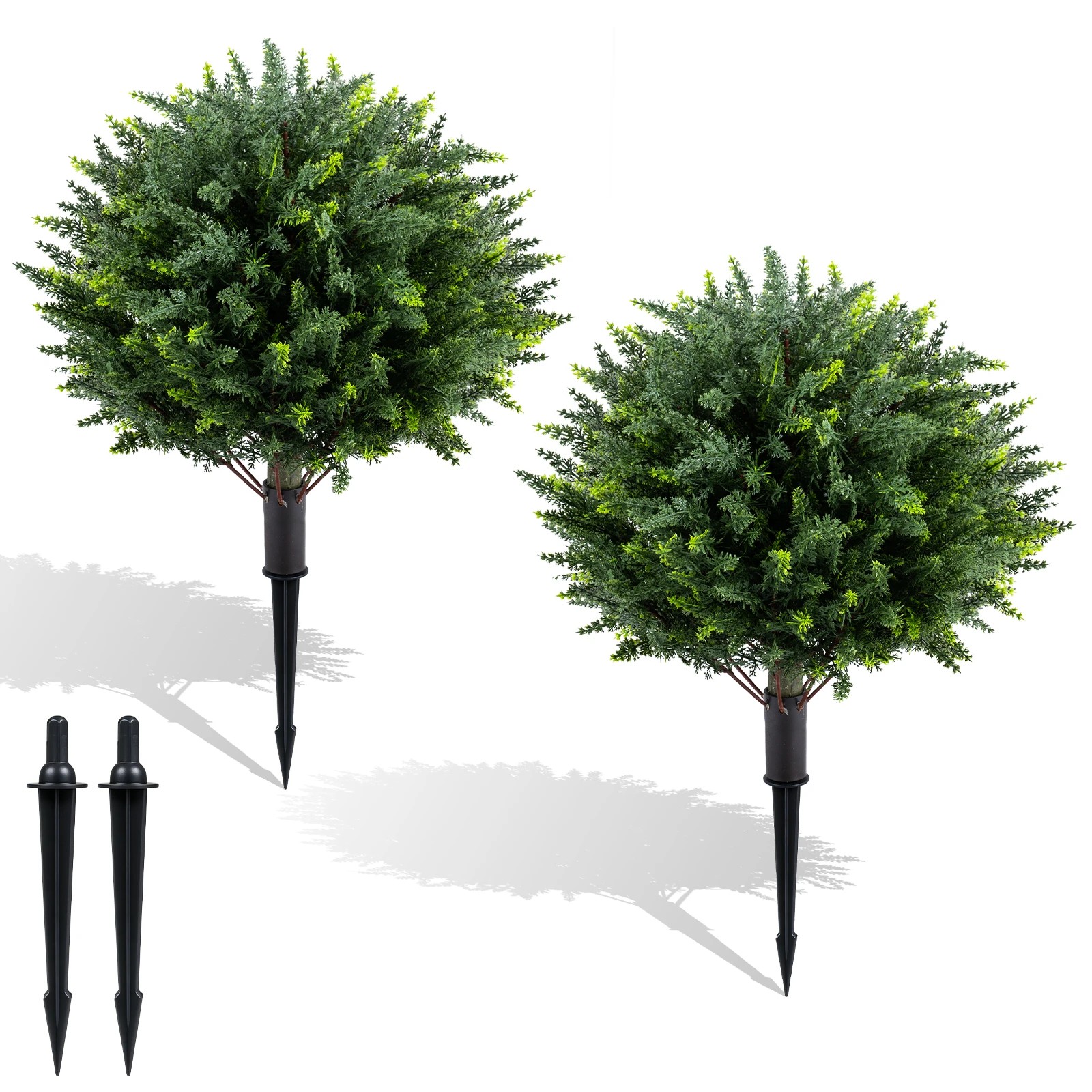 1 Costway 70cm Artificial Cypress Topiary Trees Set of 2 Faux Topiary Bushes Shrubs, 1 of 4